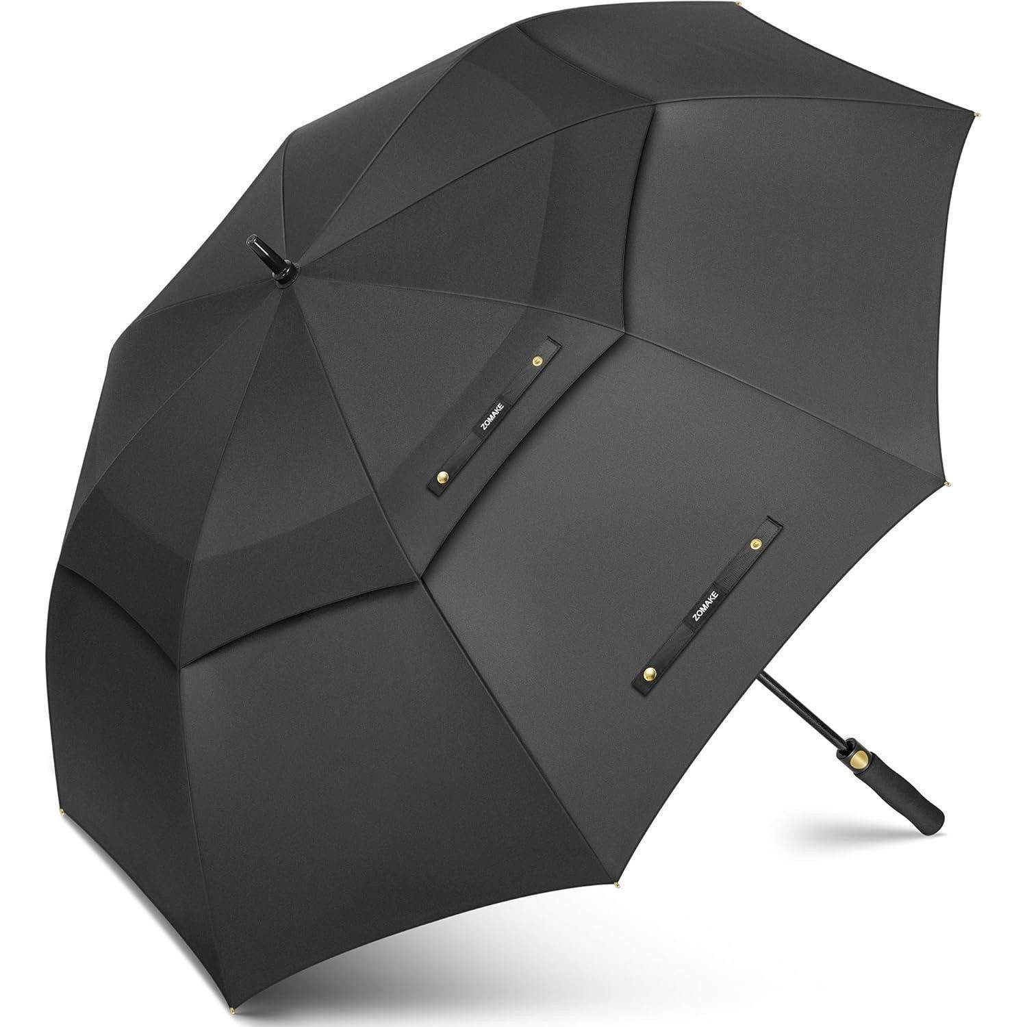 LuxusKollektion Golfregenschirm Regenschirm Golf sturmfest XL XXL Herren Dunkelgrau Schwarz 62 INCH