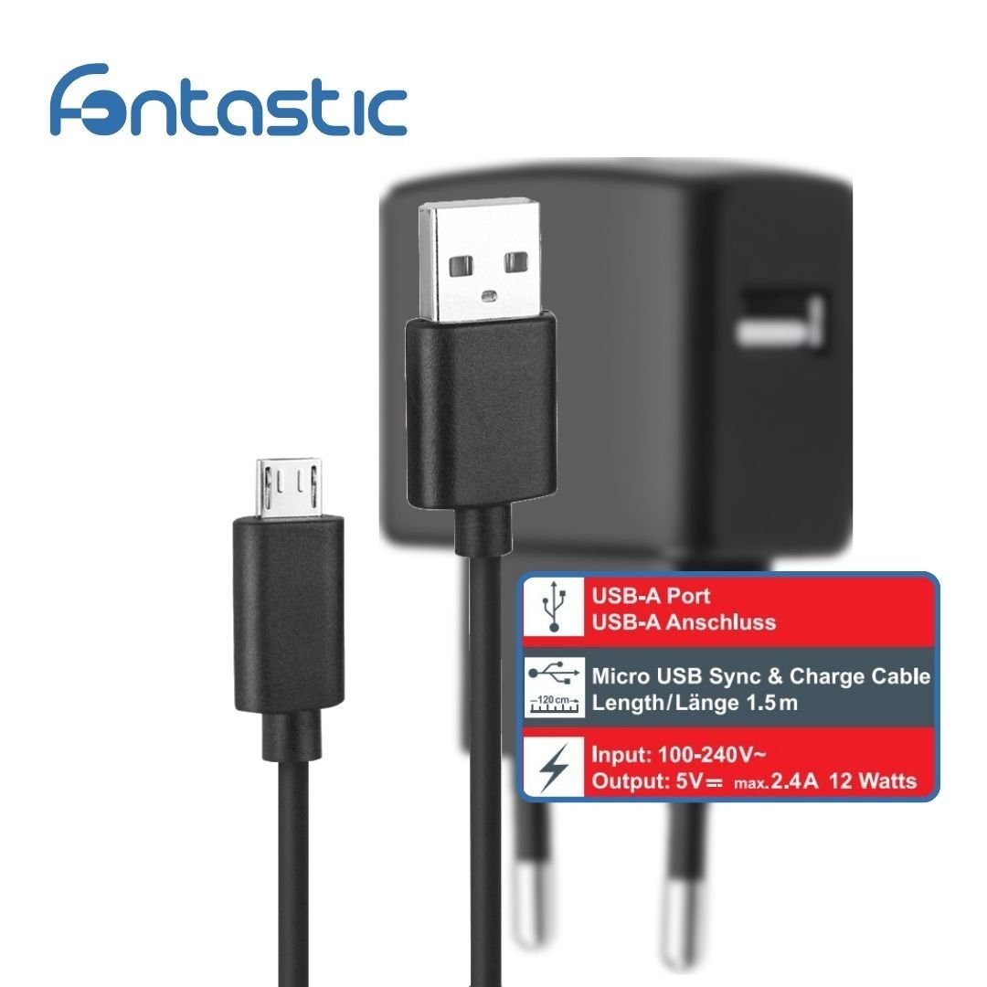 fontastic Essential Netzteil USB 2.4A Handy-Netzteile (150cm. Kabel - Netzteil USB 2.4A)