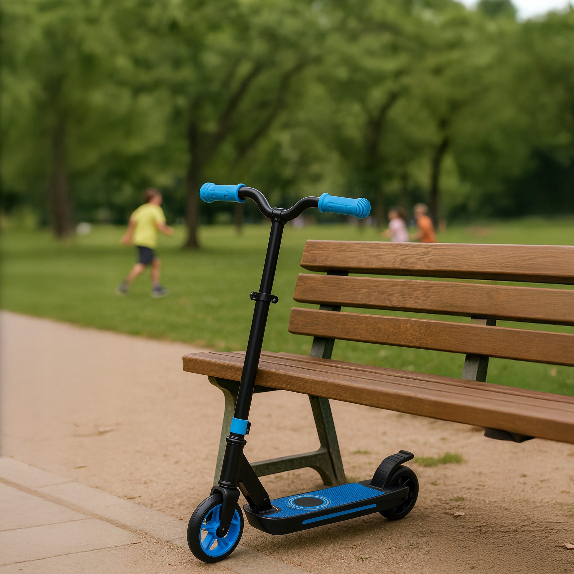 Denver E-Scooter SCK-5500BU, 10 km/h, klappbar, Trittbrett-„Speeder“ zum Beschleunigen, LED-Vorderrad