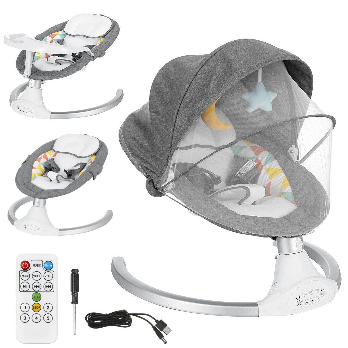Insma Babyschaukel elektrische Babywippe 5 Gänge, günstig online kaufen