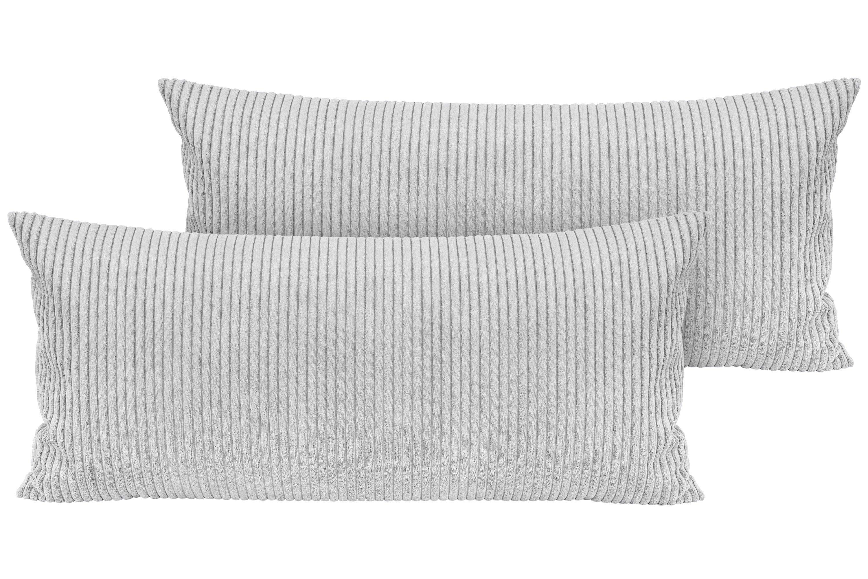 Amilian Dekokissen 40x80 cm 2er Set mit Füllung – Cord-Optik Sofakissen, mit Füllung und Bezug, formstabil, Hotelverschluss