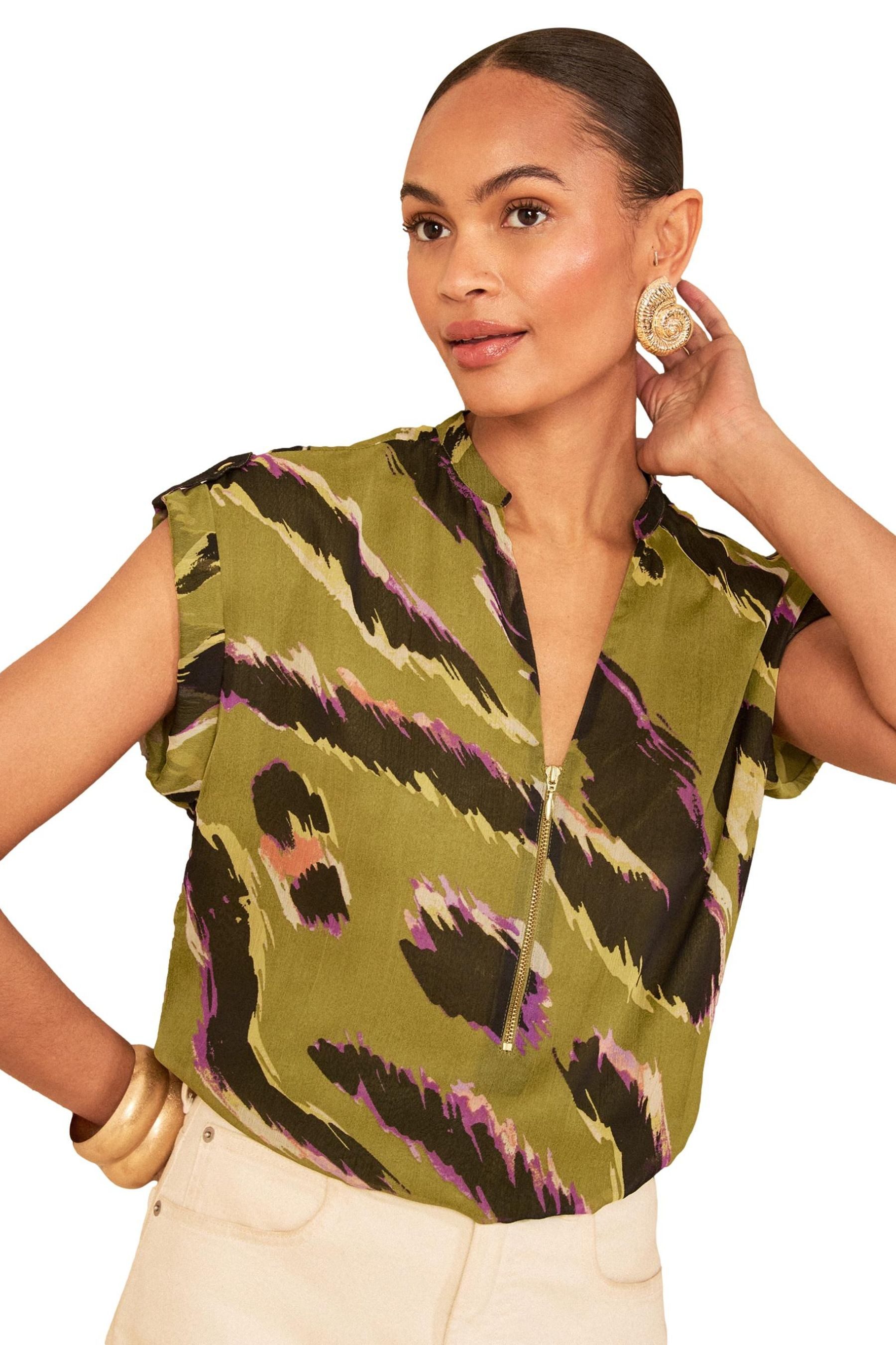 Kurzarmbluse Love & Roses Bluse mit Reißverschluss, Regular
