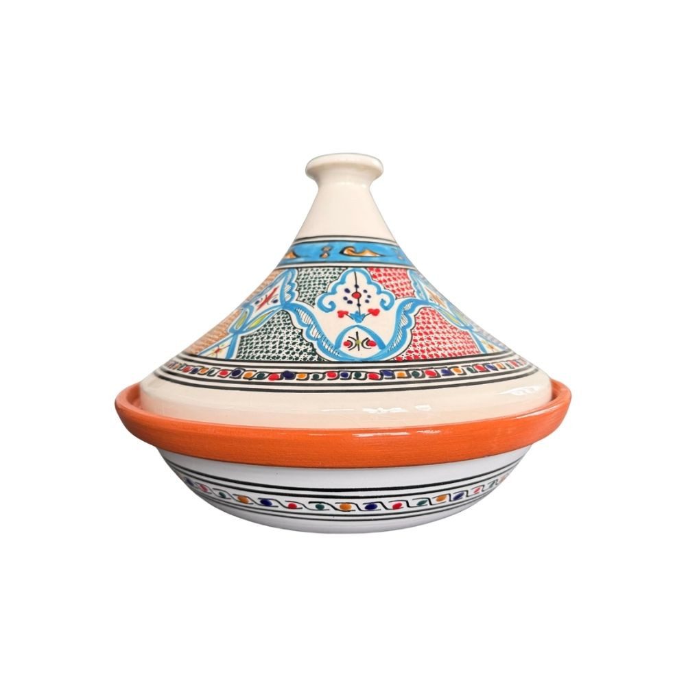 The Twinning Company Schmortopf Tajine gemustert türkis, schlanker Deckel - 25cm, Ton