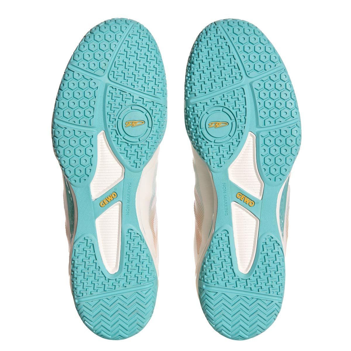 Gewo Tischtennis Schuh Ultra Force Pro, Indoor Hallenschuh, weiß-mintgrün Trainingsschuh geeignet für Tischtennis