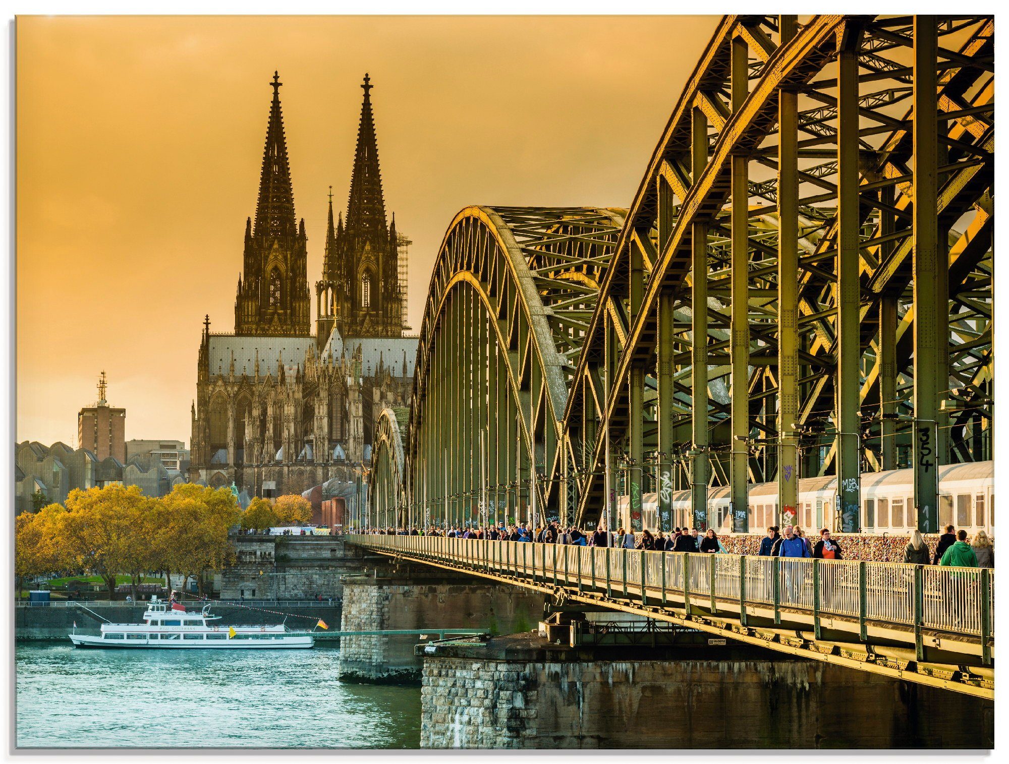 Artland Glasbild Kölner Dom mit Hohenzollernbrücke, Deutschland (1 St), in verschiedenen Größen | Bilder