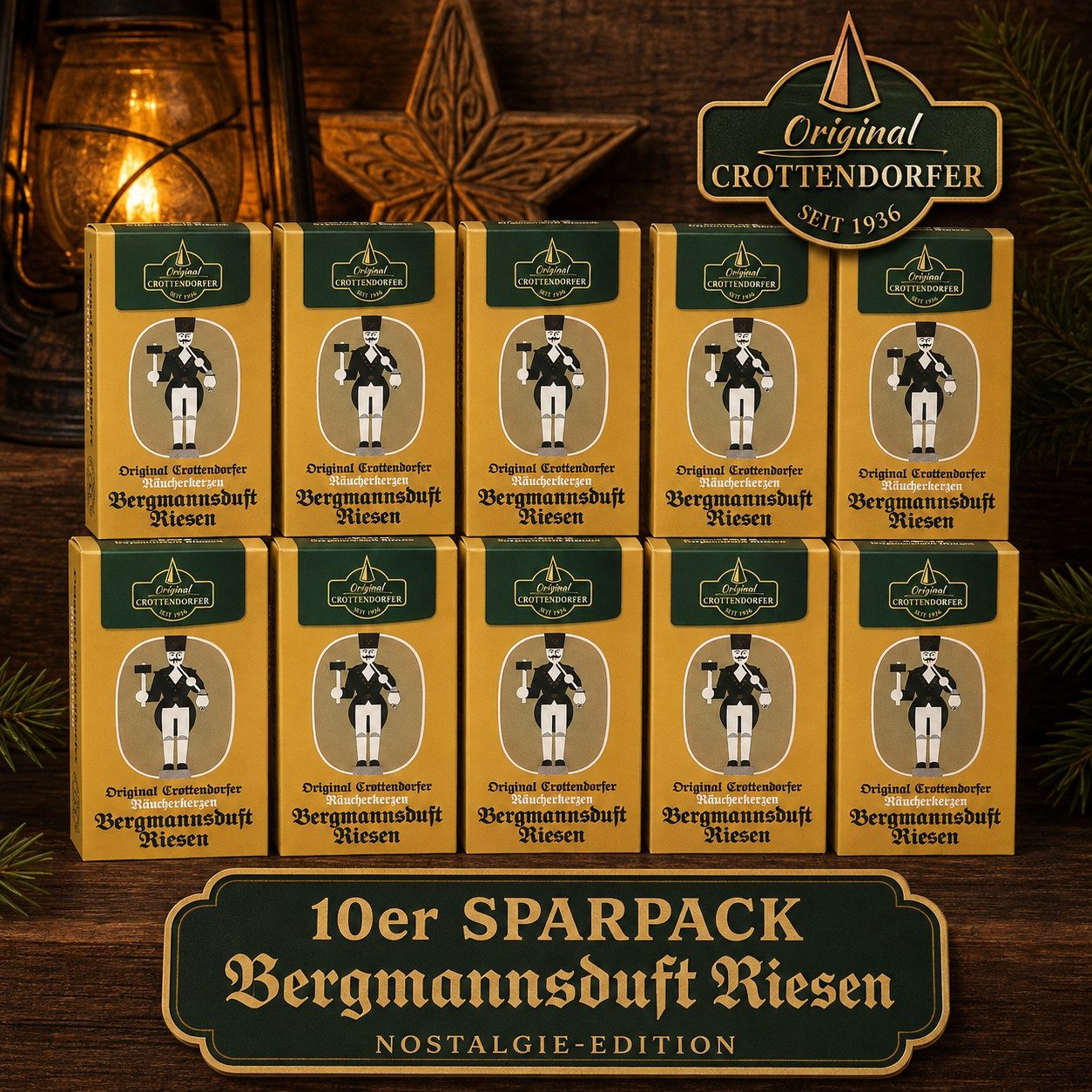 Crottendorfer Räucherkegel Crottendorfer Räucherkerzen 10er-Pack Bergmannsduft-Riesen (Packung, 10-St., Vorteilspack), 100% Made in Germany