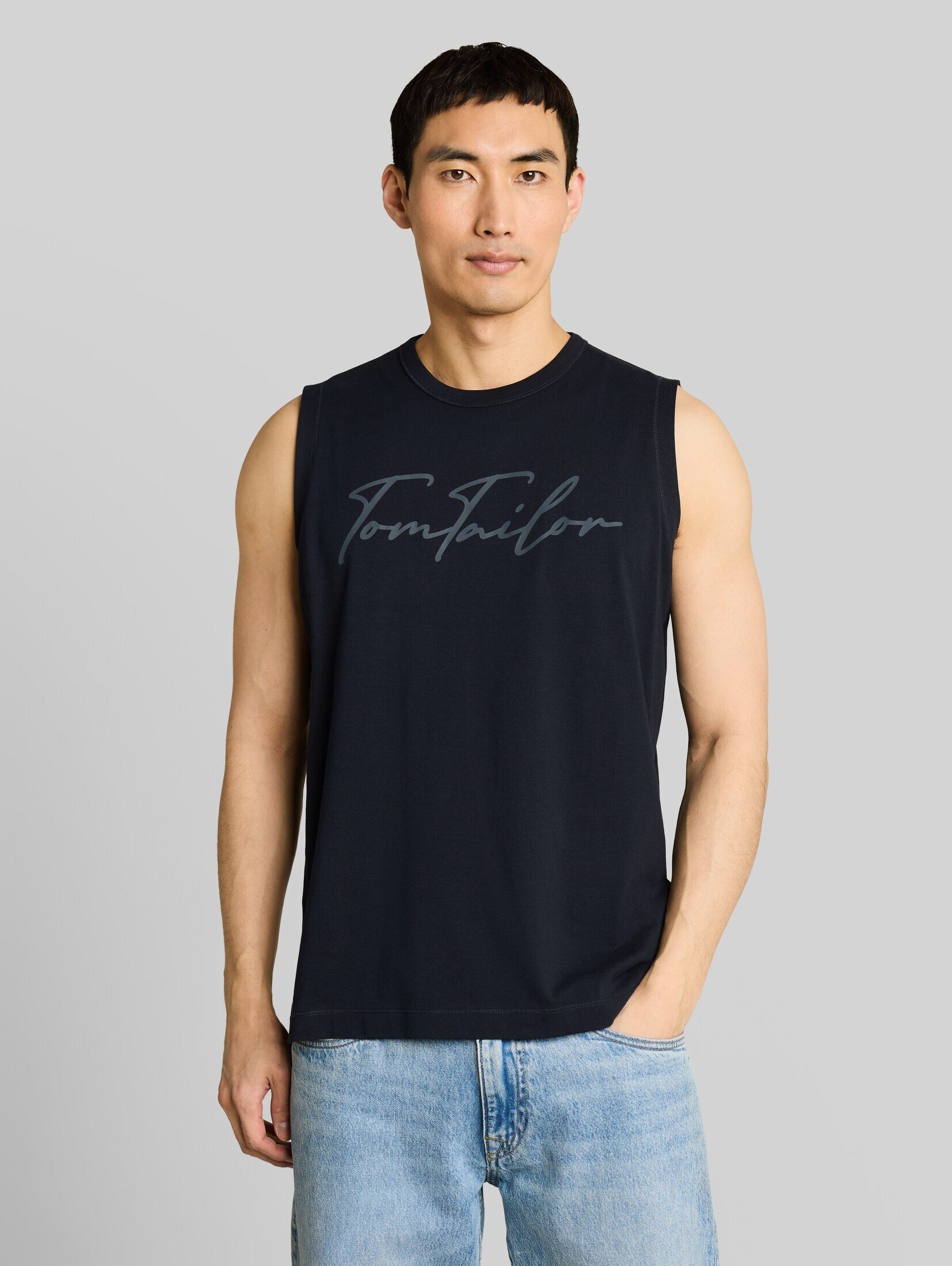 TOM TAILOR Tanktop T-Shirt Tanktop mit Logo-Print