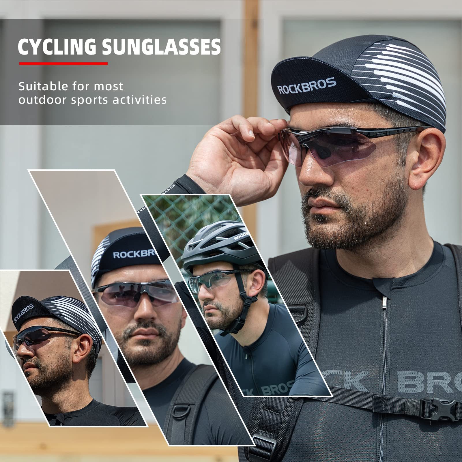 ROCKBROS Fahrradbrille Photochromatische Sportbrille, UV-400 geeignet für Outdoor-Sportarten, Ultra photochromic lenses