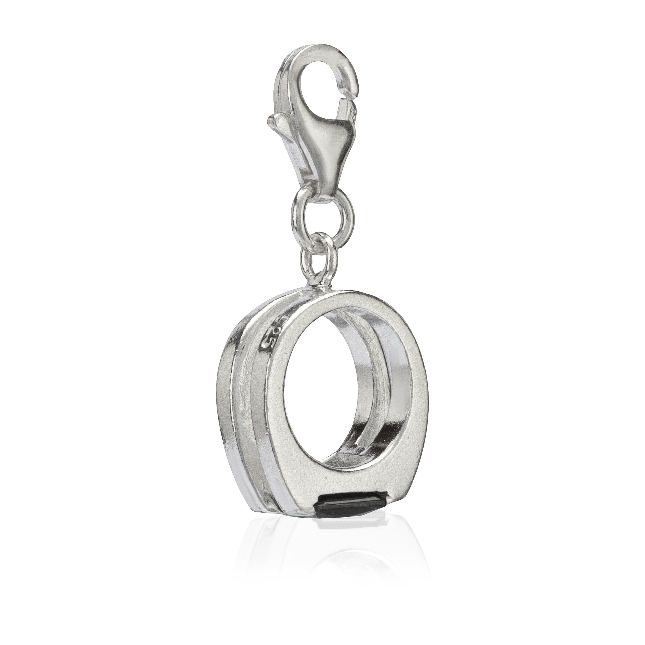 NKlaus Charm-Einhänger Damen Charm-Anhänger Ring mit schwarzer Zirkona 92