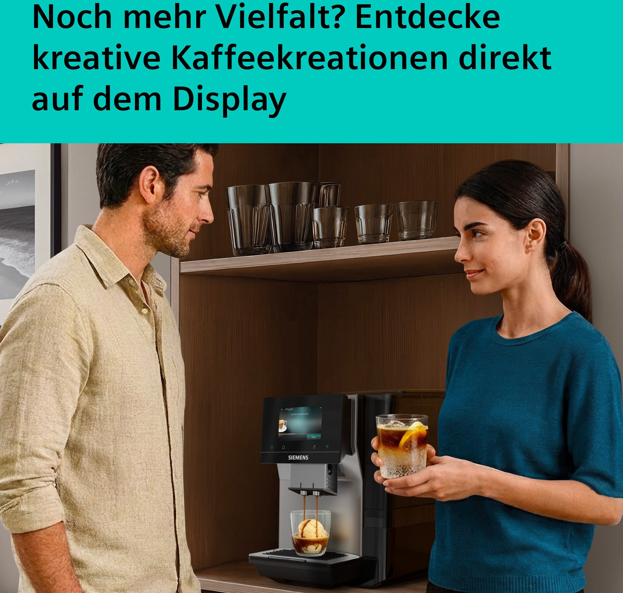 SIEMENS Kaffeevollautomat EQ700 TP725ET7, inkl. Thermo-Kaffeebecher, XL-Getränke, 20 Favoriten, farbiges Full-Touch-Display, Doppeltassenfunktion, sehr leise, silber