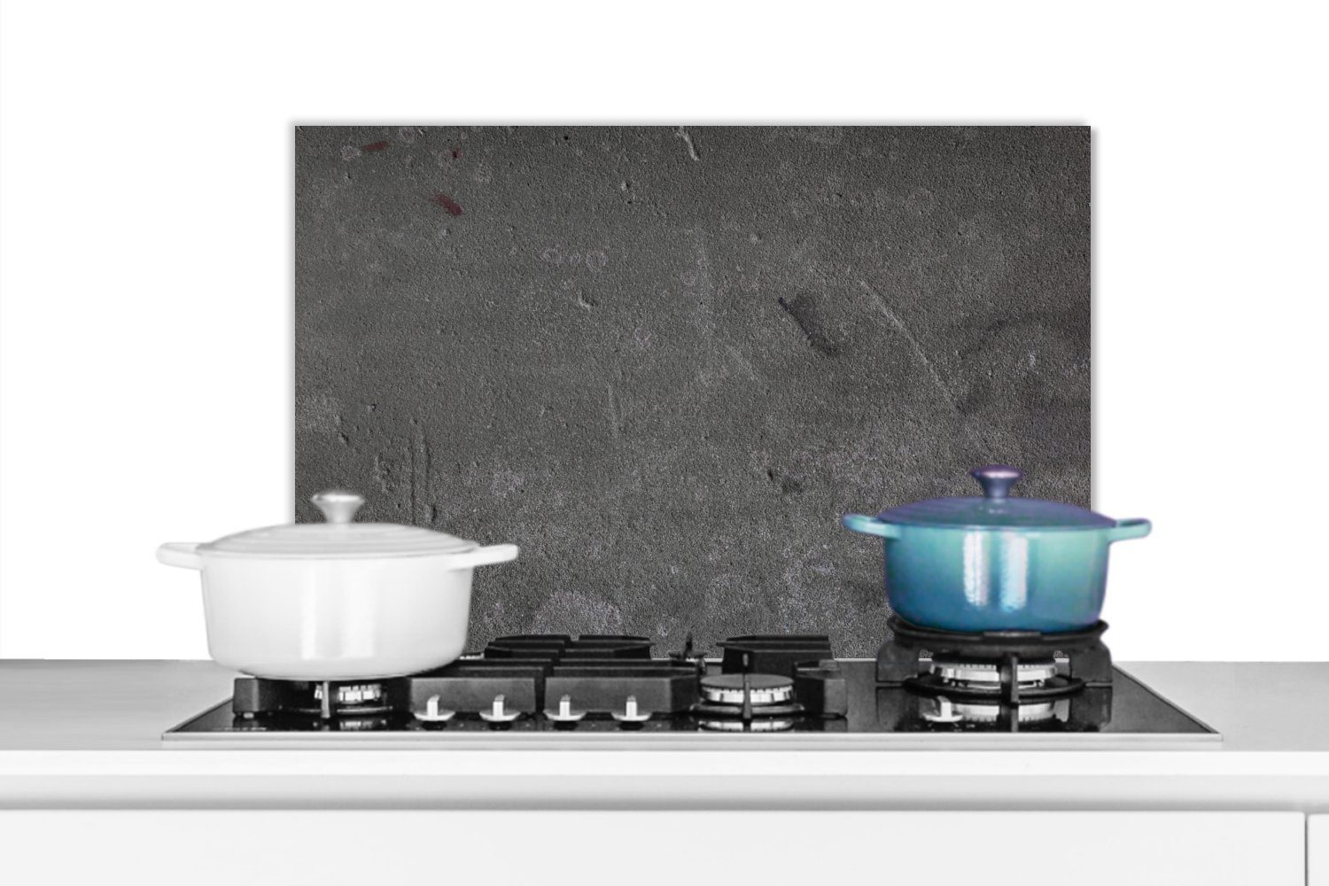 MuchoWow Küchenrückwand Beton - Grau - Linie - Formen, (1-tlg), 60x40 cm, Herdblende aus Wandschutz, Temperaturbeständig küchen
