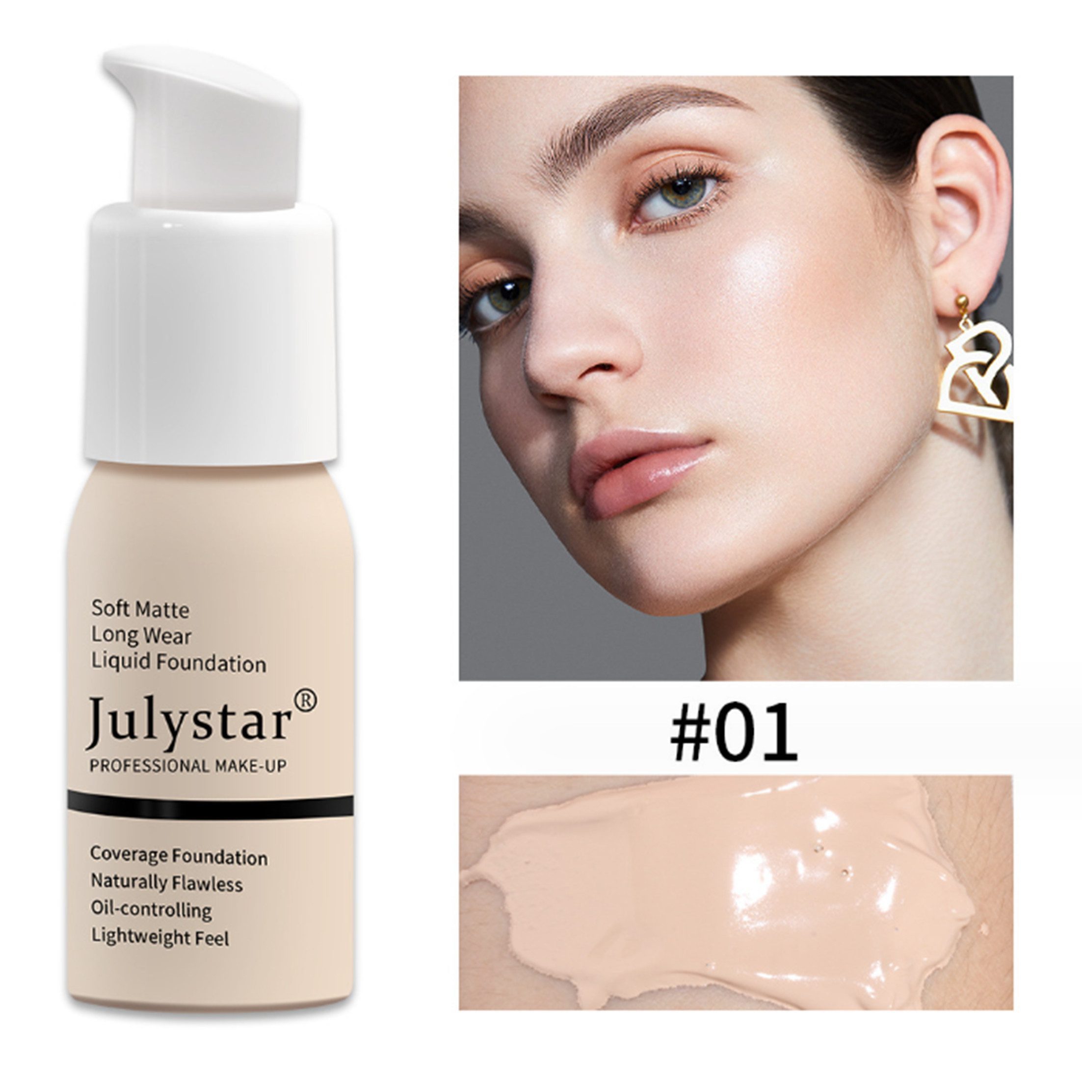 KINSI Foundation Mattierende Foundation Öl-Kontrolle - Mit 30ml für makellosen Teint, 1-tlg., Lang anhaltende Deckkraft & Porenverfeinerung