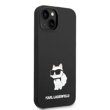 KARL LAGERFELD Handyhülle Case iPhone 14 Katze Choupette Silikon schwarz 6,1 Zoll, Kantenschutz