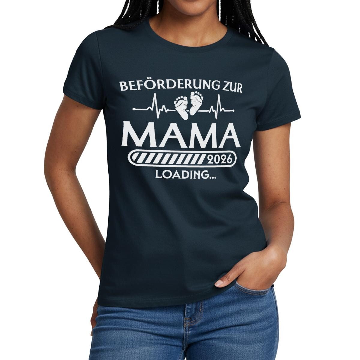 Spreadshirt T-Shirt Beförderung Zur Mama 2026 Loading Frauen T-Shirt (1-tlg) Slim Fit, fällt klein aus