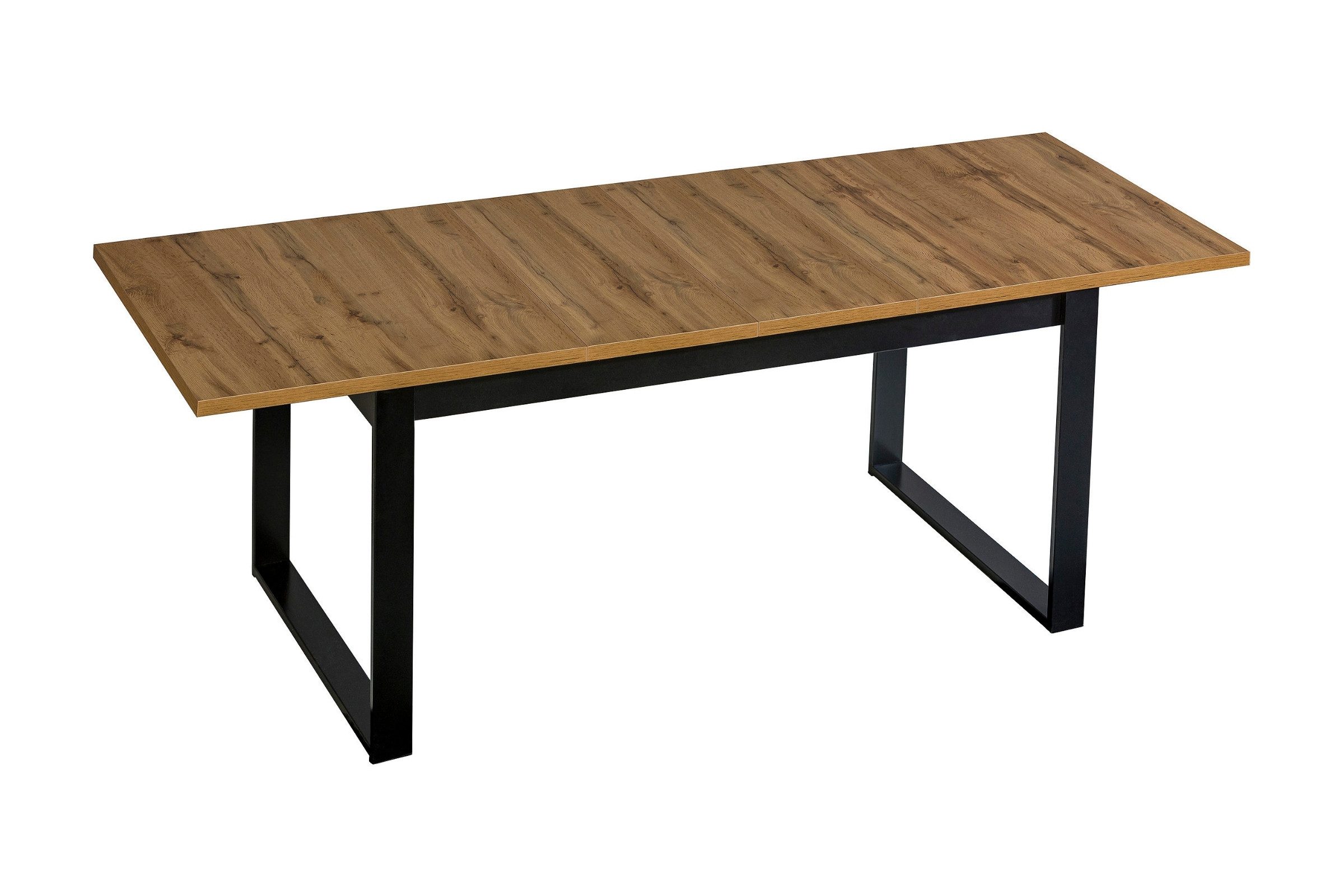 Deine Möbel 24 Esstisch LAMI 14 Ausziehbarer Esstisch 160–240 cm mit Metallgestell (Vielseitig einsetzbar: Esszimmer, Wohnküche, Loft, 1-St., LAMI - Kollektion), in Wotan Eiche mit Metallgestell in Schwarz Matt