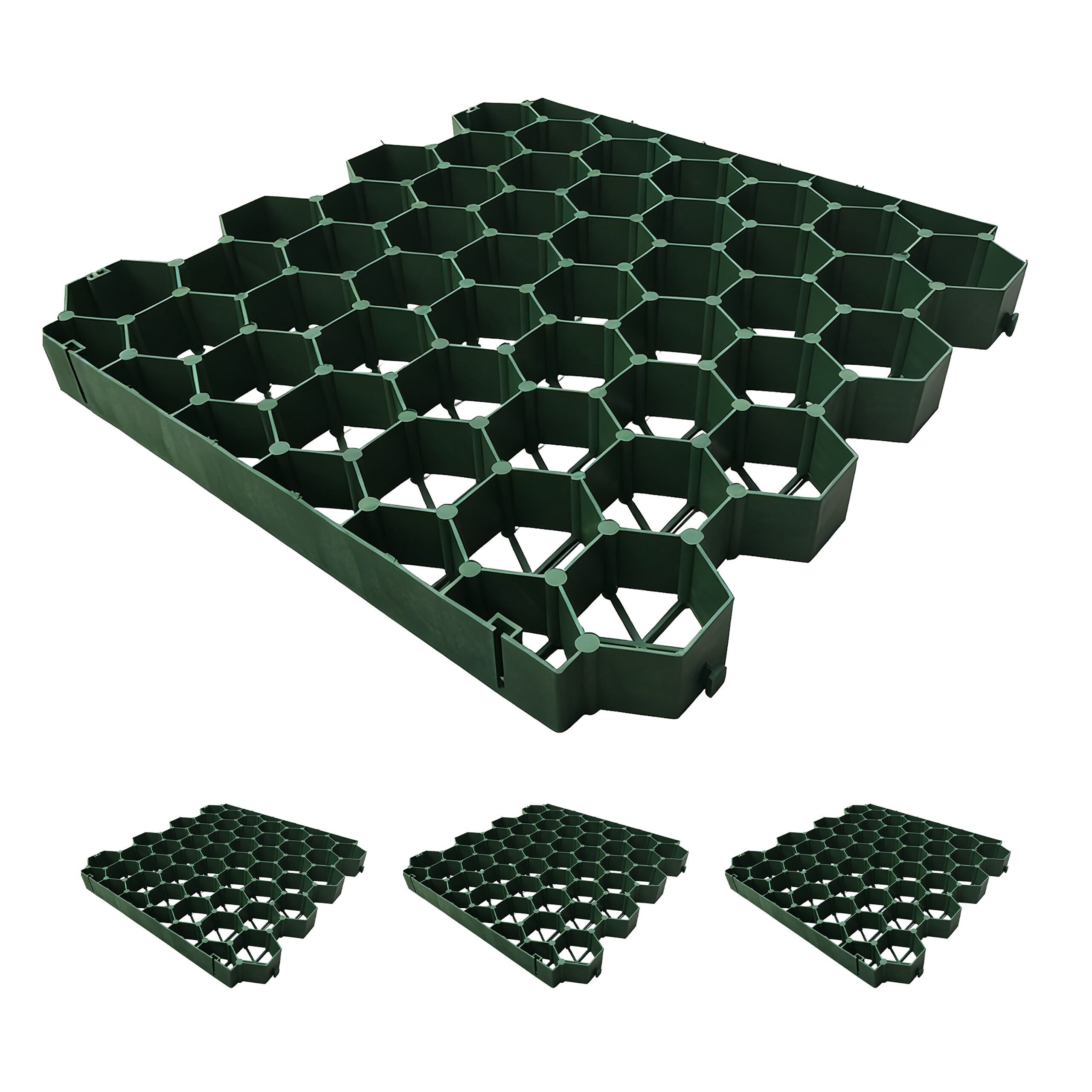 relaxdays Rasengitter Kunststoff im Set, 50x50 cm, 4-St., 4er Pack