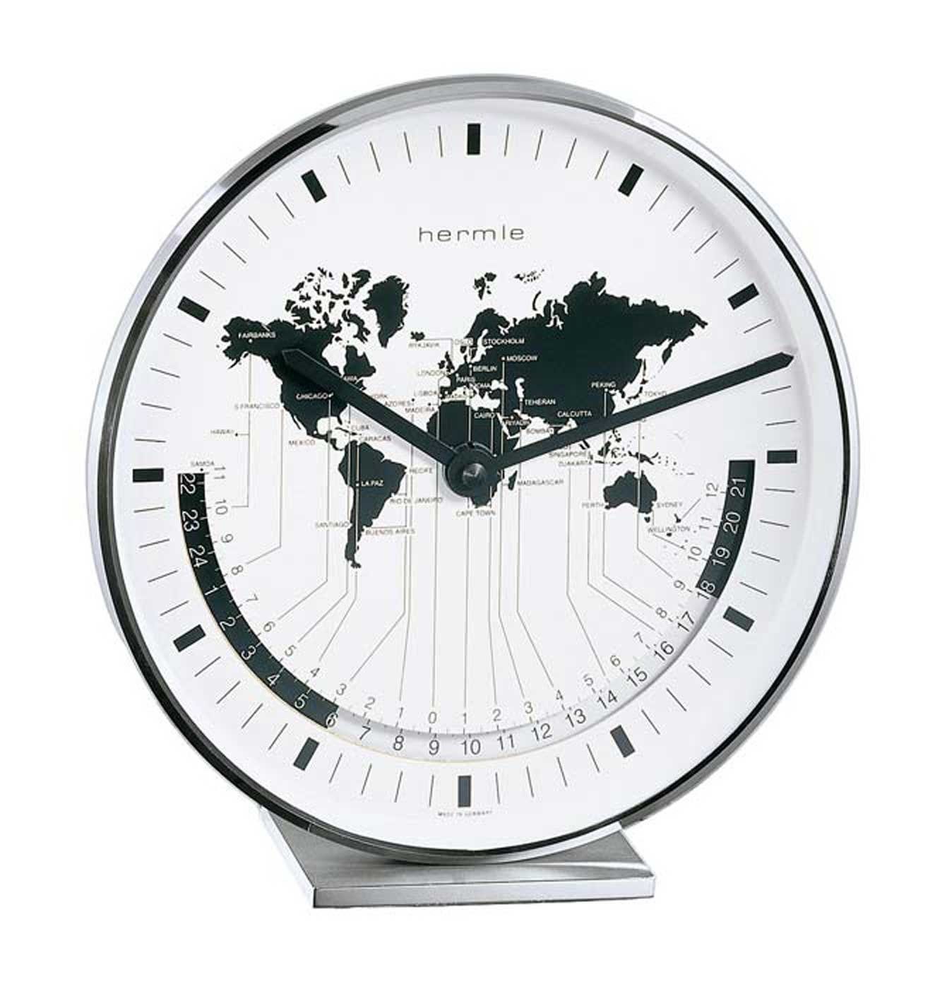 Hermle Tischuhr Tischuhr Metall vernickelt Quarzwerk - Hermle Modell: 22843-002100