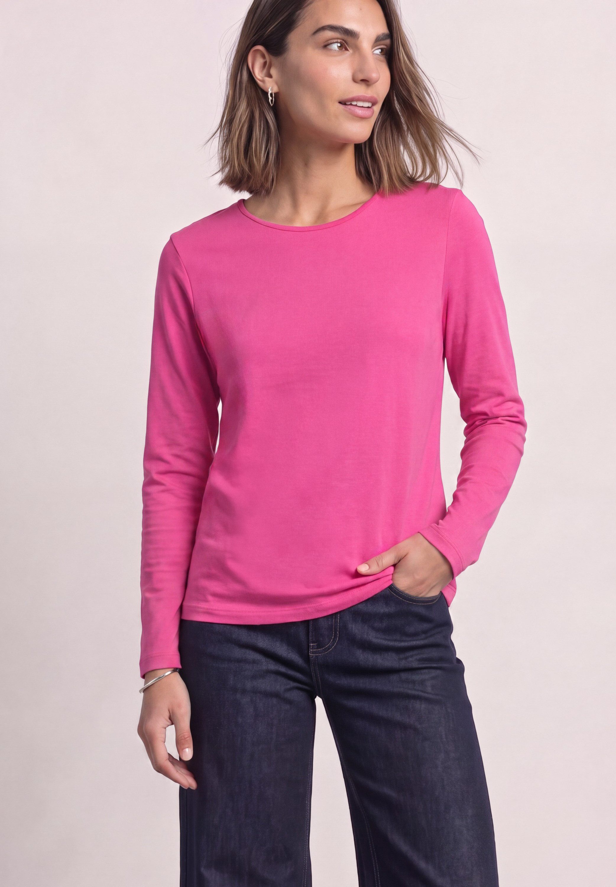 STREET ONE Langarmshirt in Unifarbe
