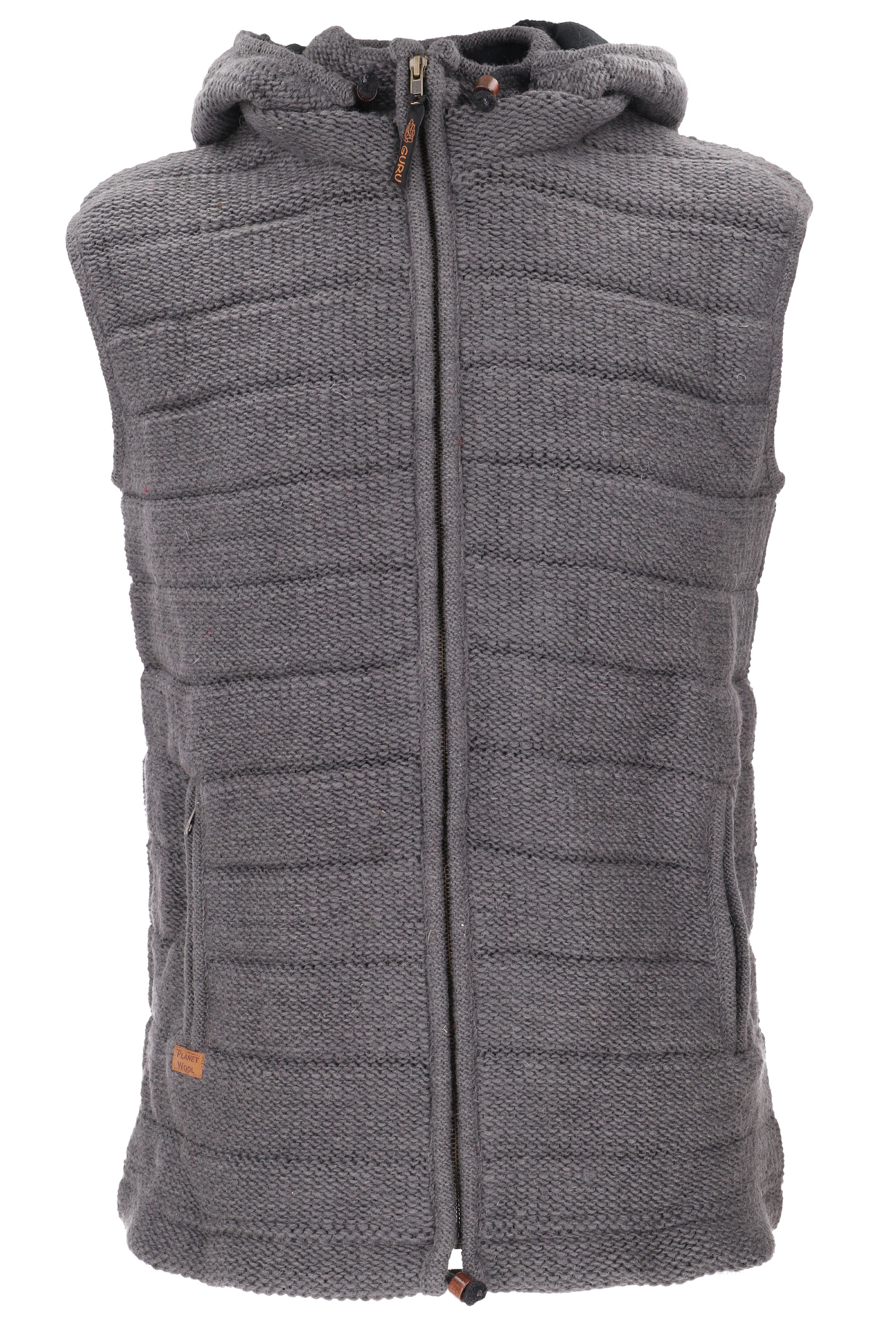 Guru-Shop Strickjacke Gestrickte Weste, Unisex Weste aus Schurwolle,..
