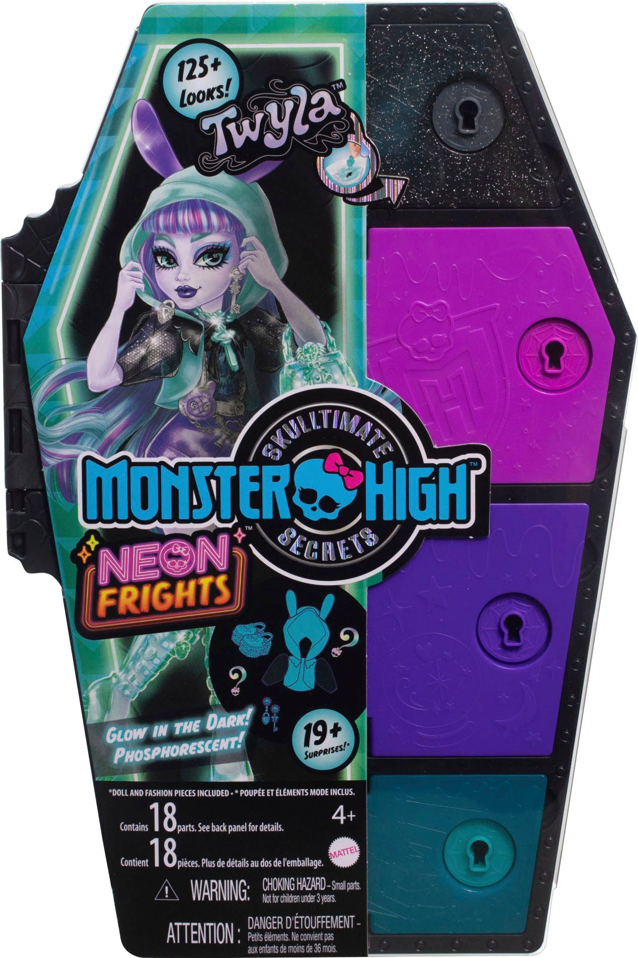 Skulltimate High, Secrets: Monster Twyla Frights, Anziehpuppe Neon Mattel®