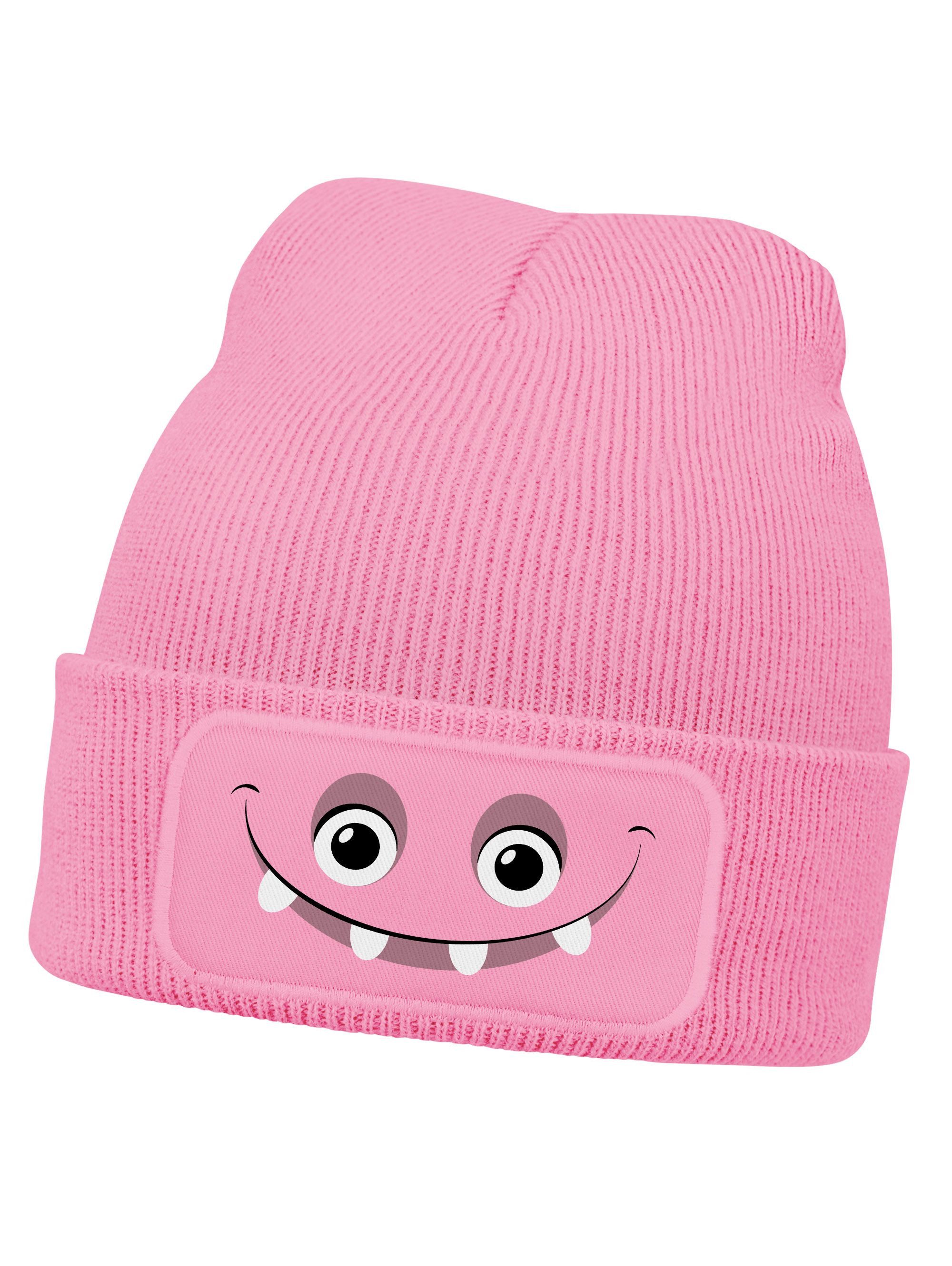MoonWorks Beanie Wintermütze Mädchen Monster Design Patch Aufdruck Print Strickmütze