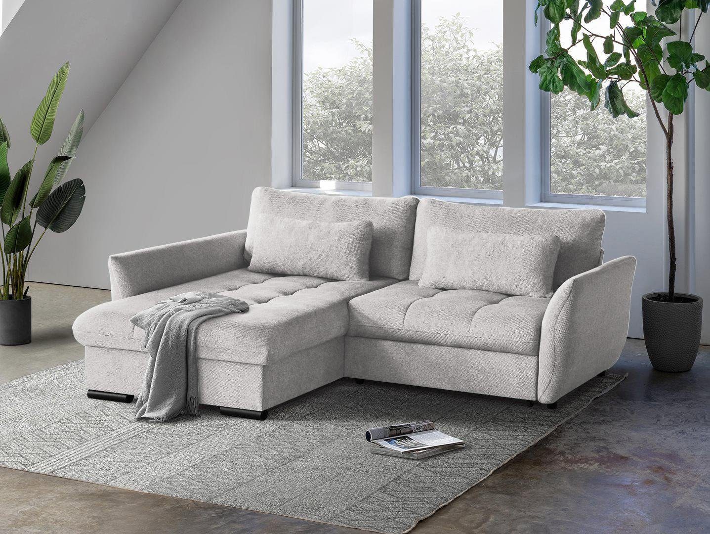 Beautysofa Ecksofa Caro, Lieferung beinhaltet die Einbringung in die Wohnung, 240 cm Corner Sofa, stilvoll Wohnzimmerecke, Bettfunktion