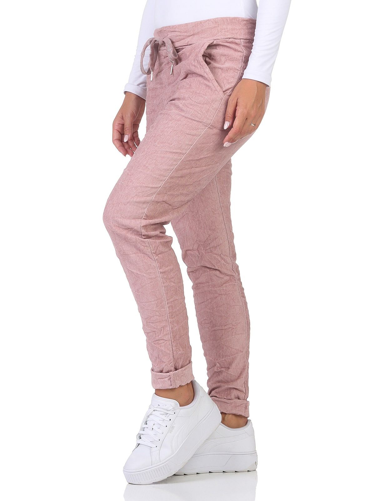 OriginalYou Cordhose Damenhose Feincord Chino mit Stretch bequeme Schlupfhose dehnbarer Feincord, Gummizug & Schnürung, in großen Größen erhältlich