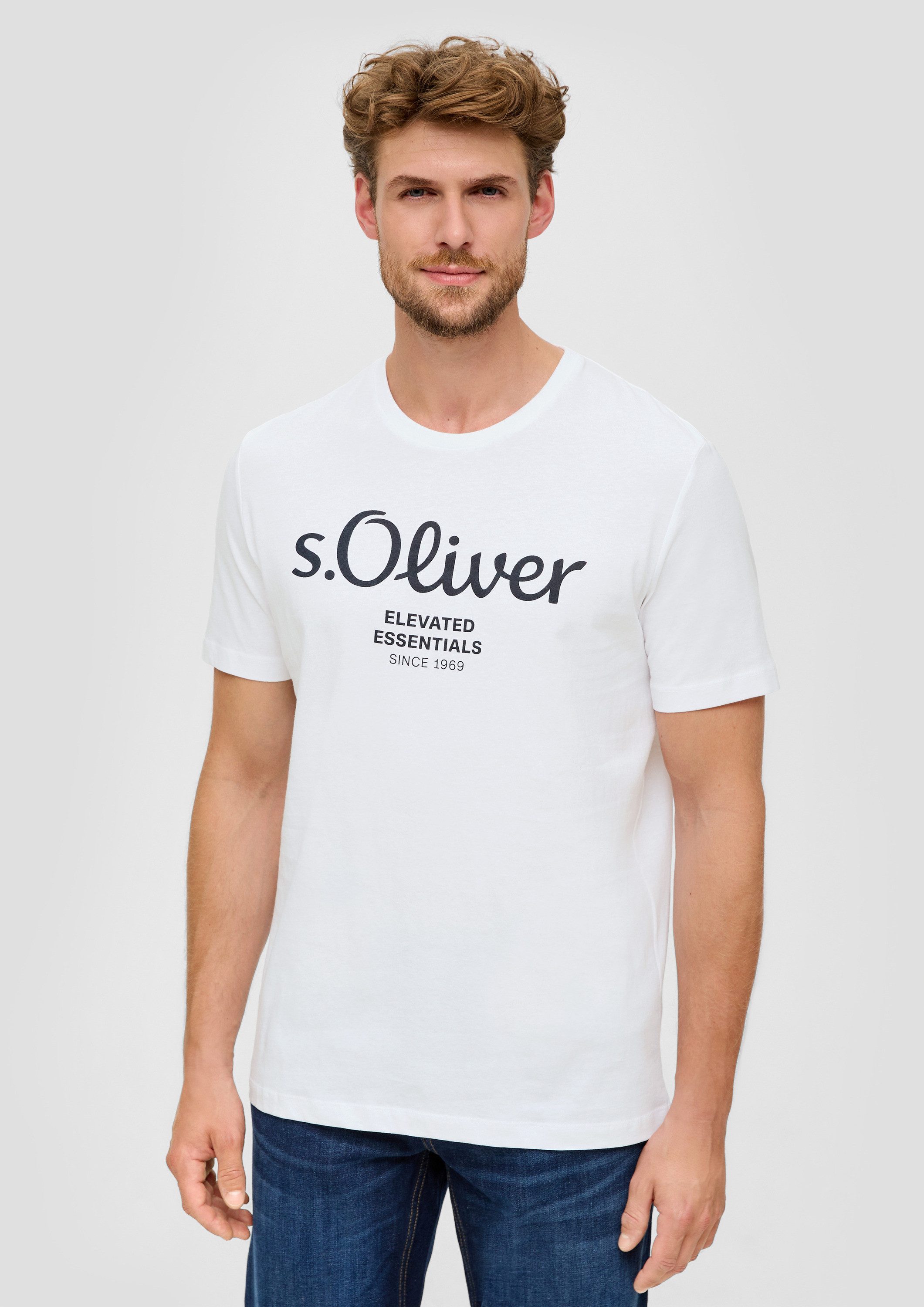 s.Oliver Kurzarmshirt T-Shirt Baumwoll-T-Shirt mit Logo-Print günstig online kaufen