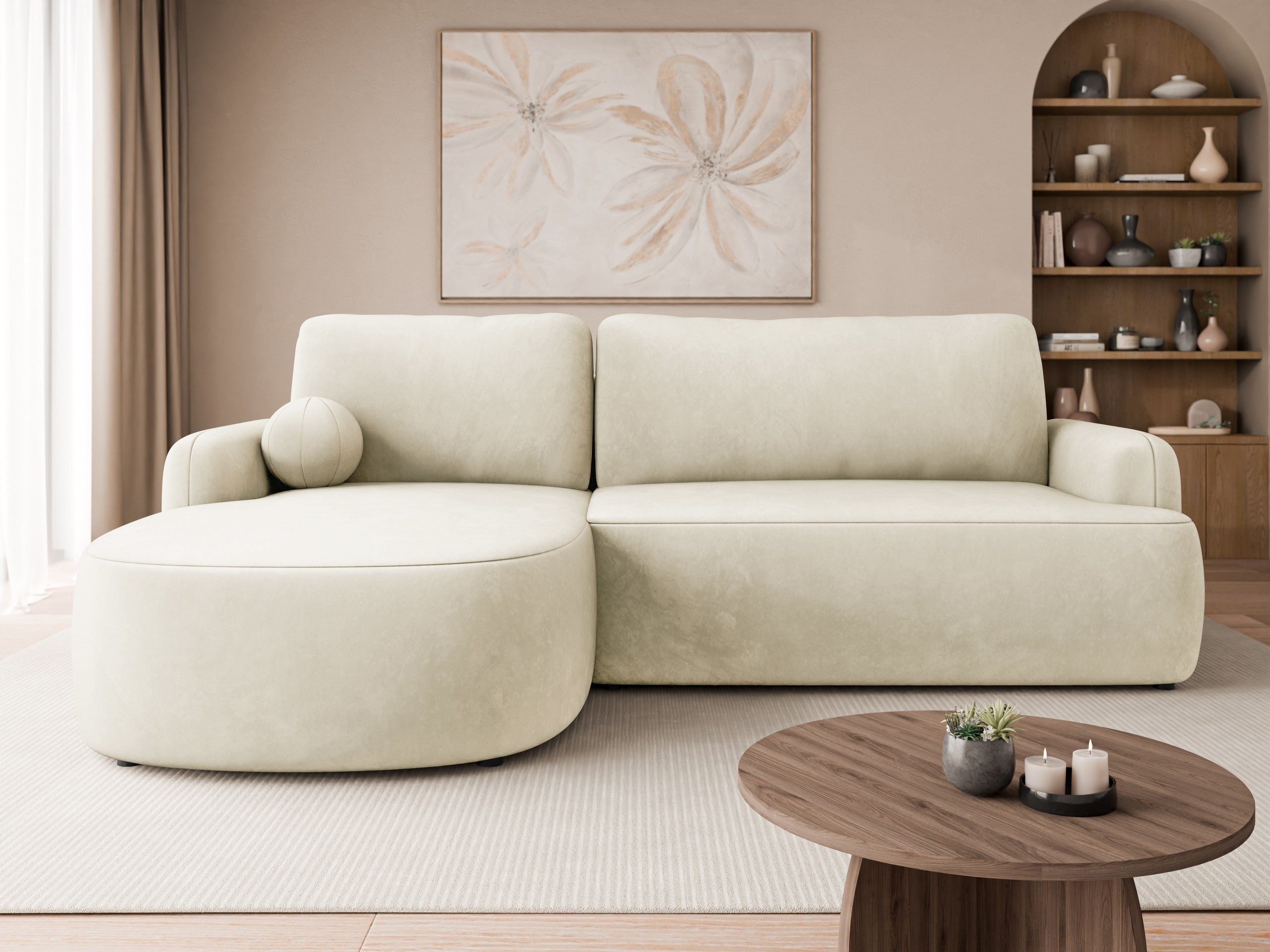 MIRJAN24 Ecksofa Loridu, mit Schlaffunktion und Bettkasten, Kissen-Set, 250x174x90 cm