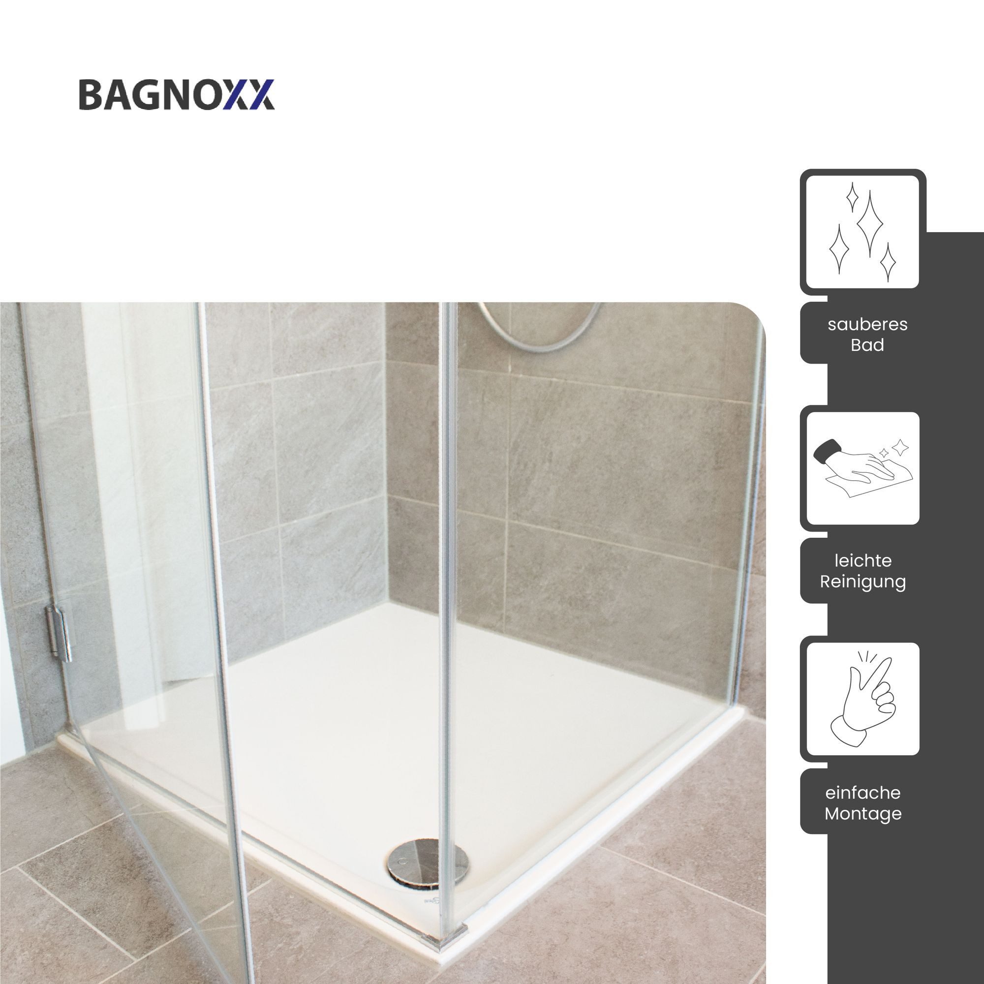 Bagnoxx Duschdichtung, L: 200 cm, (Spaltdichtung, Türdichtung, lange Dichtlippe, 1-St), für Glas Duschtür, Duschlippe aus PVC, verstärkte Weichlippe