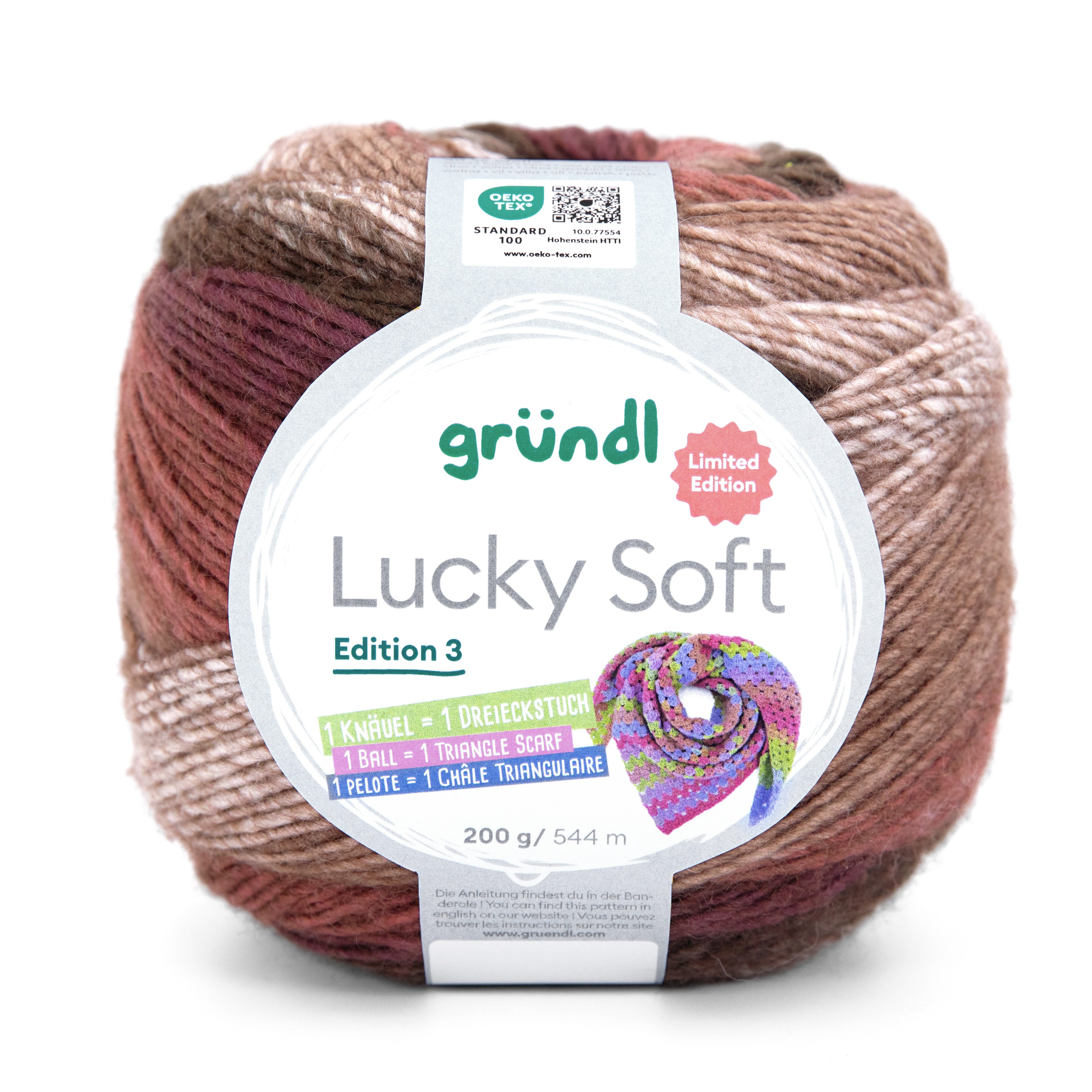 Gründl Gründl Wolle Lucky Soft Bobbel Farbverlaufswolle 200g Häkelwolle, 544,00 m (Wolle mit Farbverlauf zum stricken und häkeln, Strickgarn, Strickwolle, Handstrickgarn), 70% Polyacryl, 30% Wolle