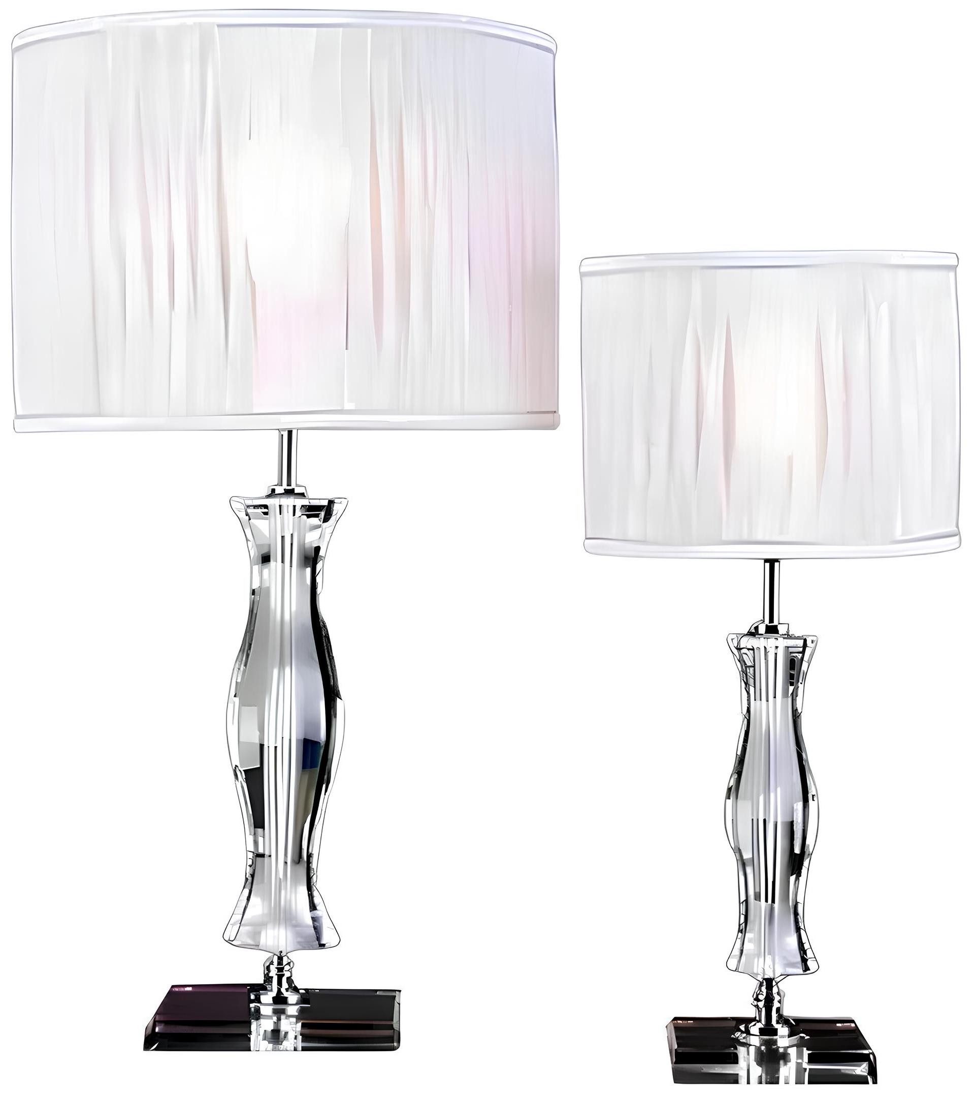 Xlmoebel Tischleuchte Klassische Stehlampe in Weiß mit Kristallelementen, Hergestellt in Italy