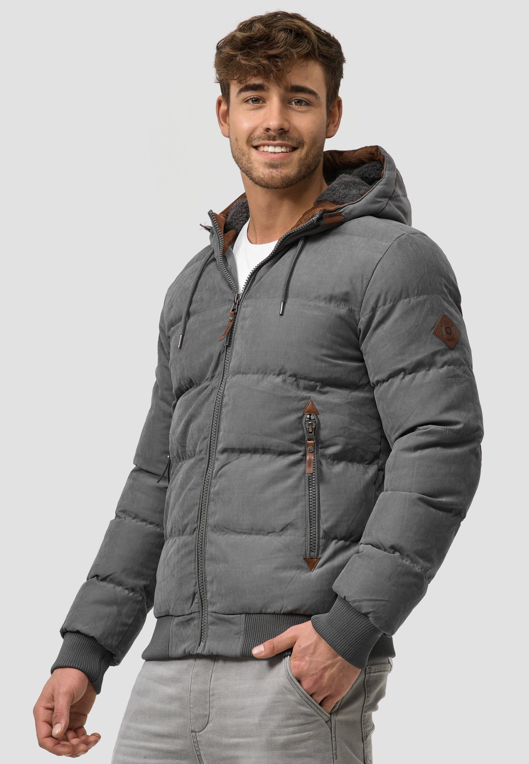 Indicode Winterjacke Herren Adeline Jacke Winter Herrenjacke mit Teddyfutter, gefütterte Kapuze