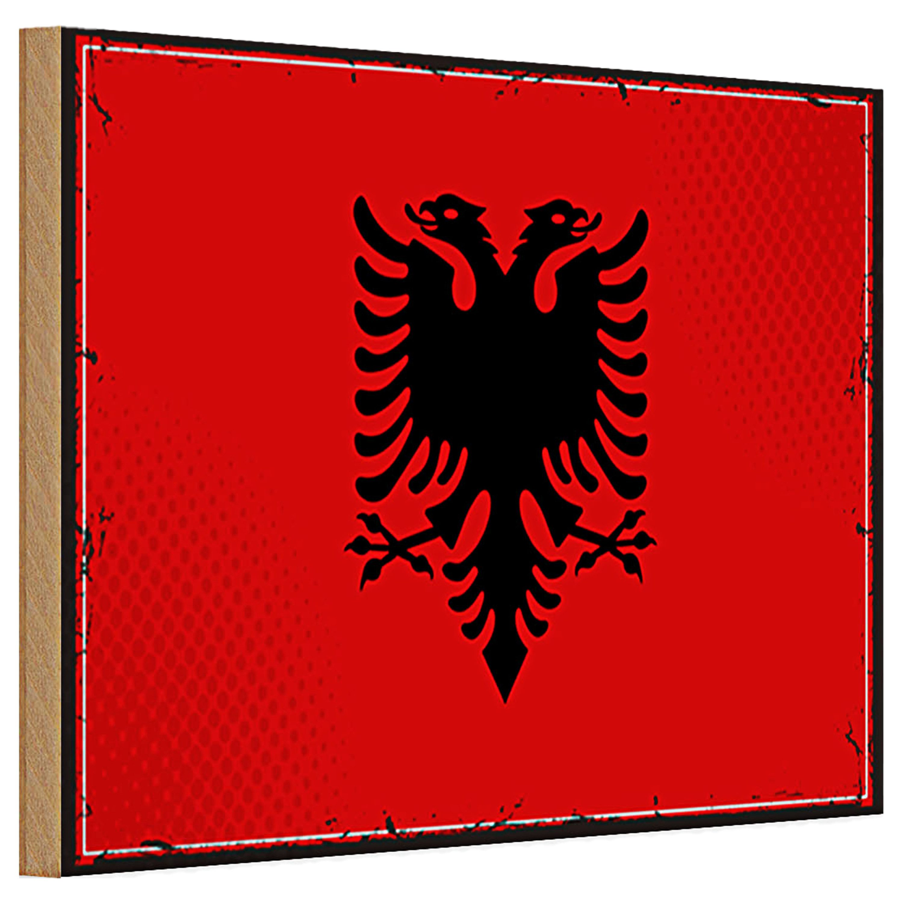 Roomando Holzbild Holzschild Flagge Albanien 30x20cm Retro Flag Albania