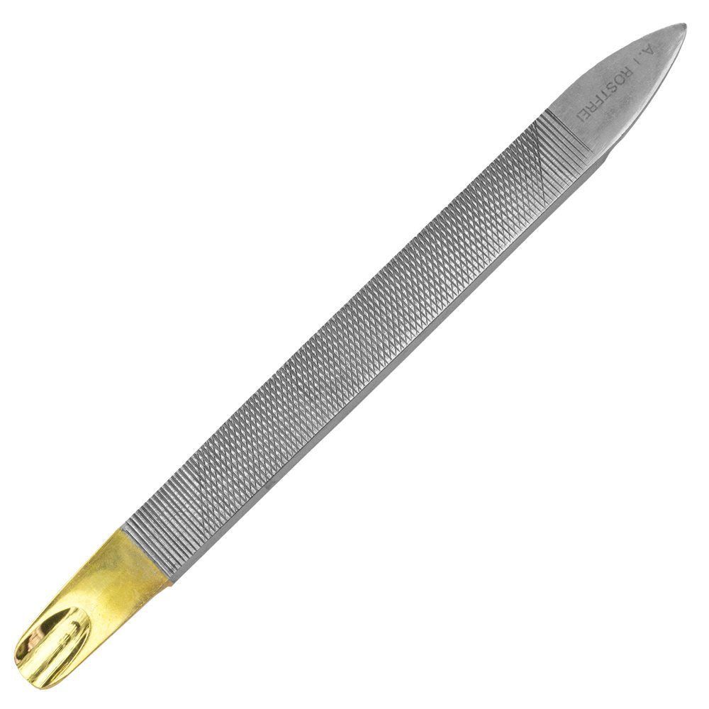 May Saphir-Nagelfeile Nagelfeile aus Metall mit Nagelhautschieber - doppelseitig - Edelstahl
