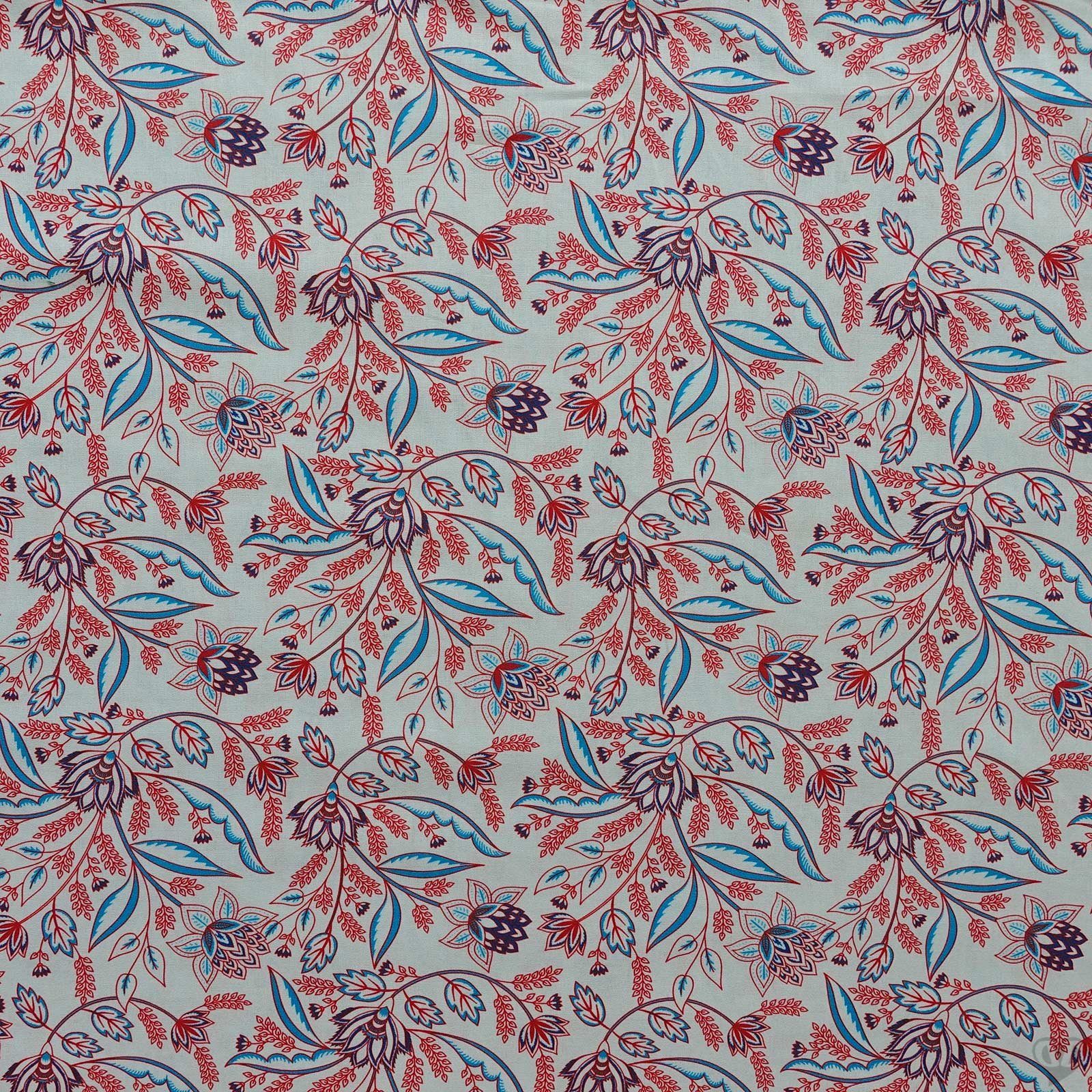 maDDma Stoff Popeline Baumwollstoff florale Muster 50x140cm Meterware, 051 - creme