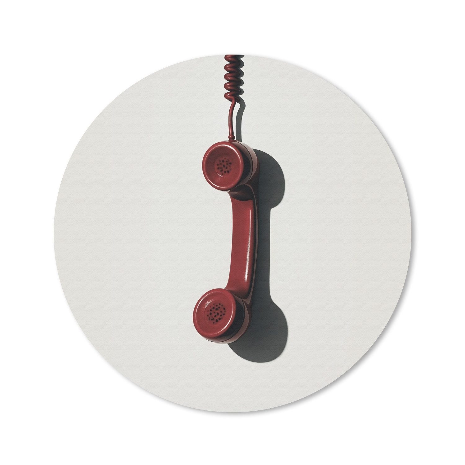 MuchoWow Mauspad Telefon - Kabel - Rot - Minimalistisch (1-St), Gaming, Rutschfester Unterseite, Mausunterlage, Rund 50x50 cm