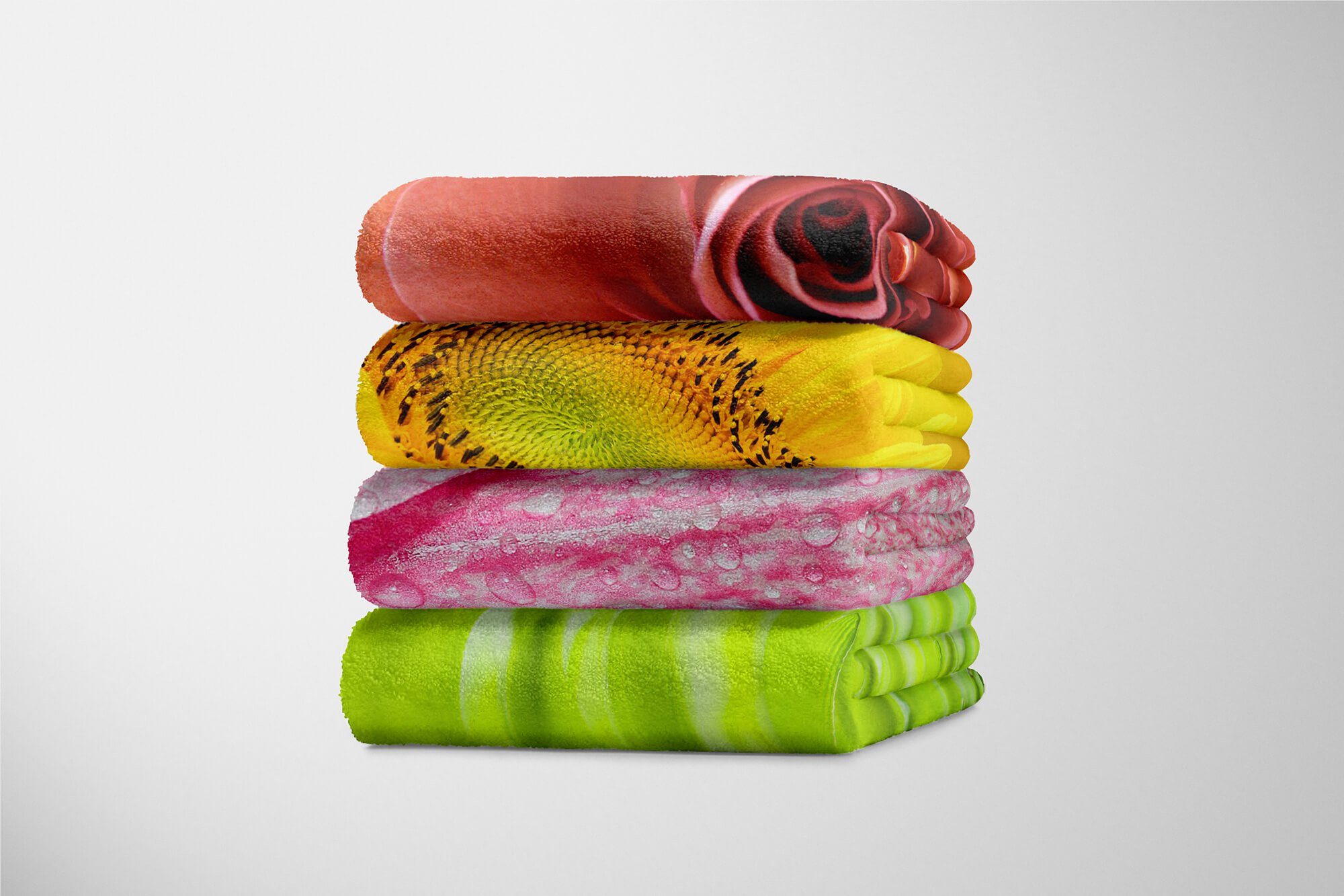 Wassertropfen Art Handtücher (1-St), Kuscheldecke Strandhandtuch Handtuch Handtuch Sinus Baumwolle-Polyester-Mix Fotomotiv mit Blüt, Saunatuch