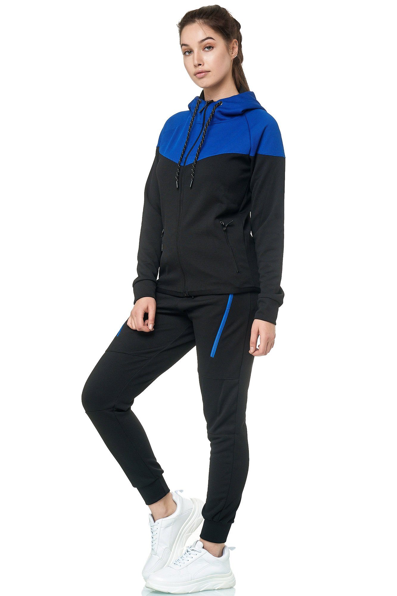 L.gonline Freizeitanzug Damen Jogginganzug, Freizeitanzug 984 (Kapuzenjacke mit Reißverschluss, Hose, 2-tlg), Fitness Freizeit Casual