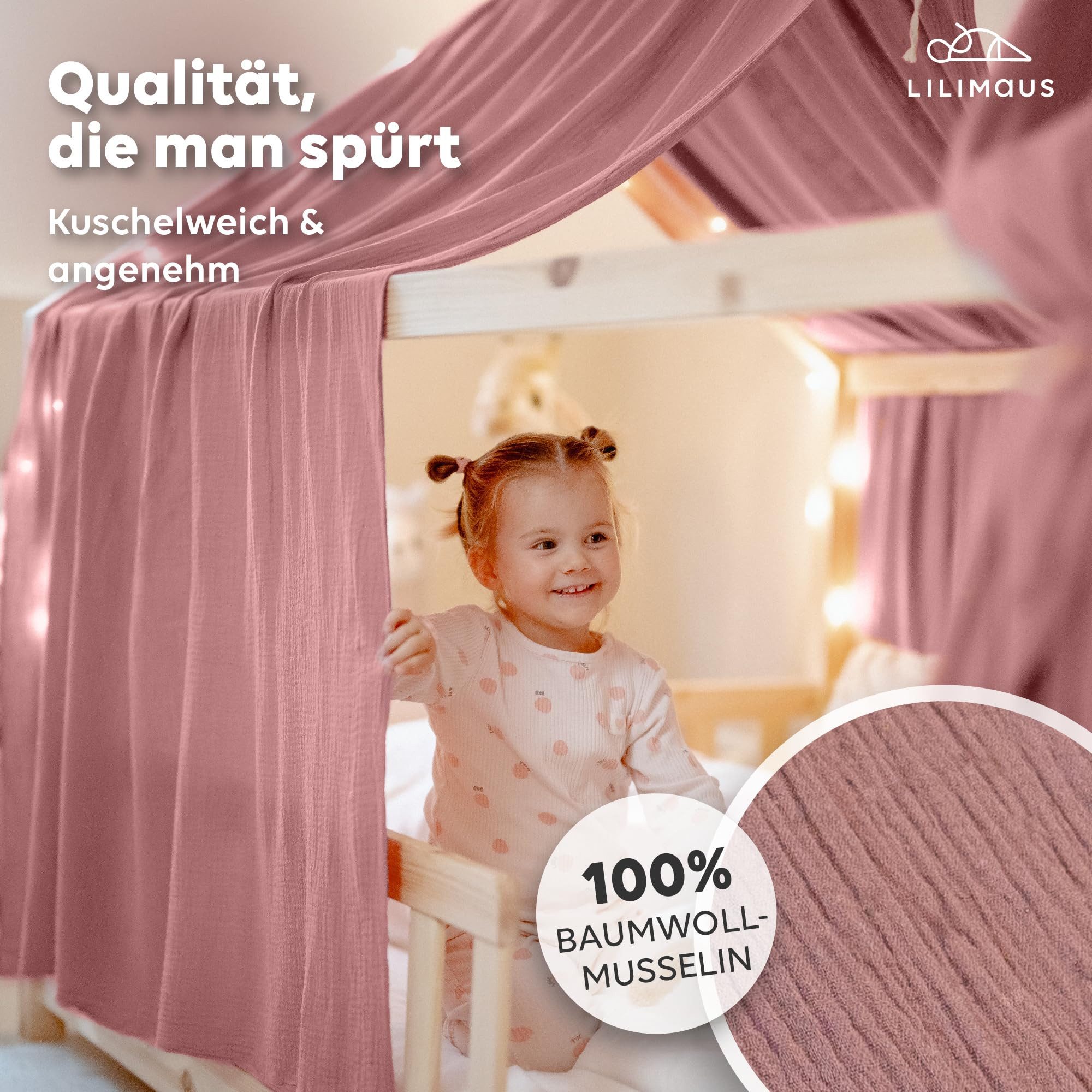 lilimaus Betthimmel Hausbetthimmel Baumwoll Musselin Betthimmel Kinder Haus günstig online kaufen