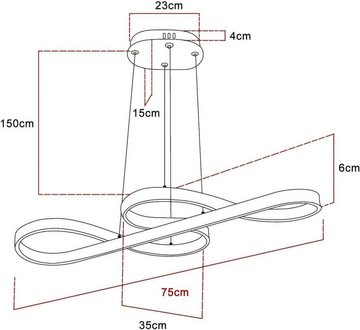 Nettlife LED Pendelleuchte Wohnzimmer Schwarz Dimmbar mit Fernbedienung 47W Hängeleuchten, Höhenverstellbar, LED fest integriert, Warmweiß Neutralweiß Kaltweiß, Esszimmer Wohnzimmer Schlafzimmer Arbeitszimmer Büro