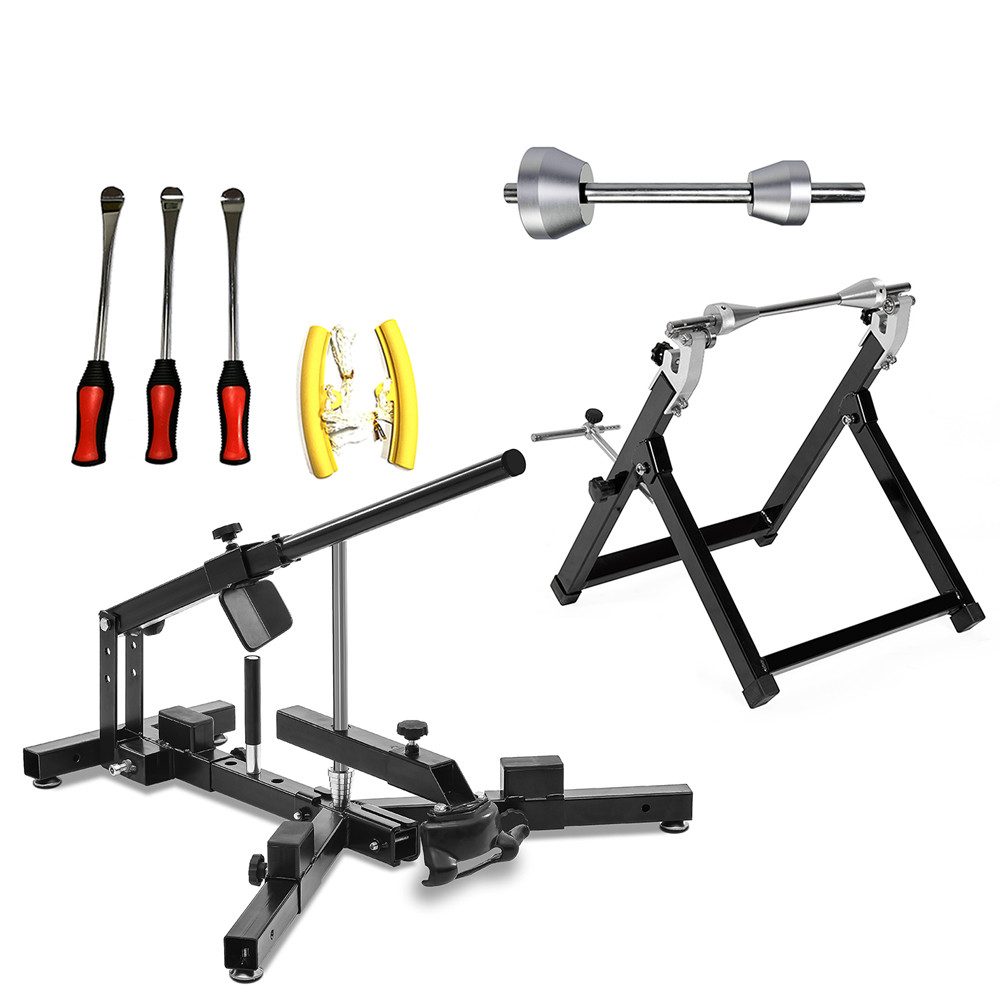 ConStands Reifenmontagemaschine Reifenmontiergerät Set mit Wuchtbock, Montagewerkzeug, Adapter/Auswuch