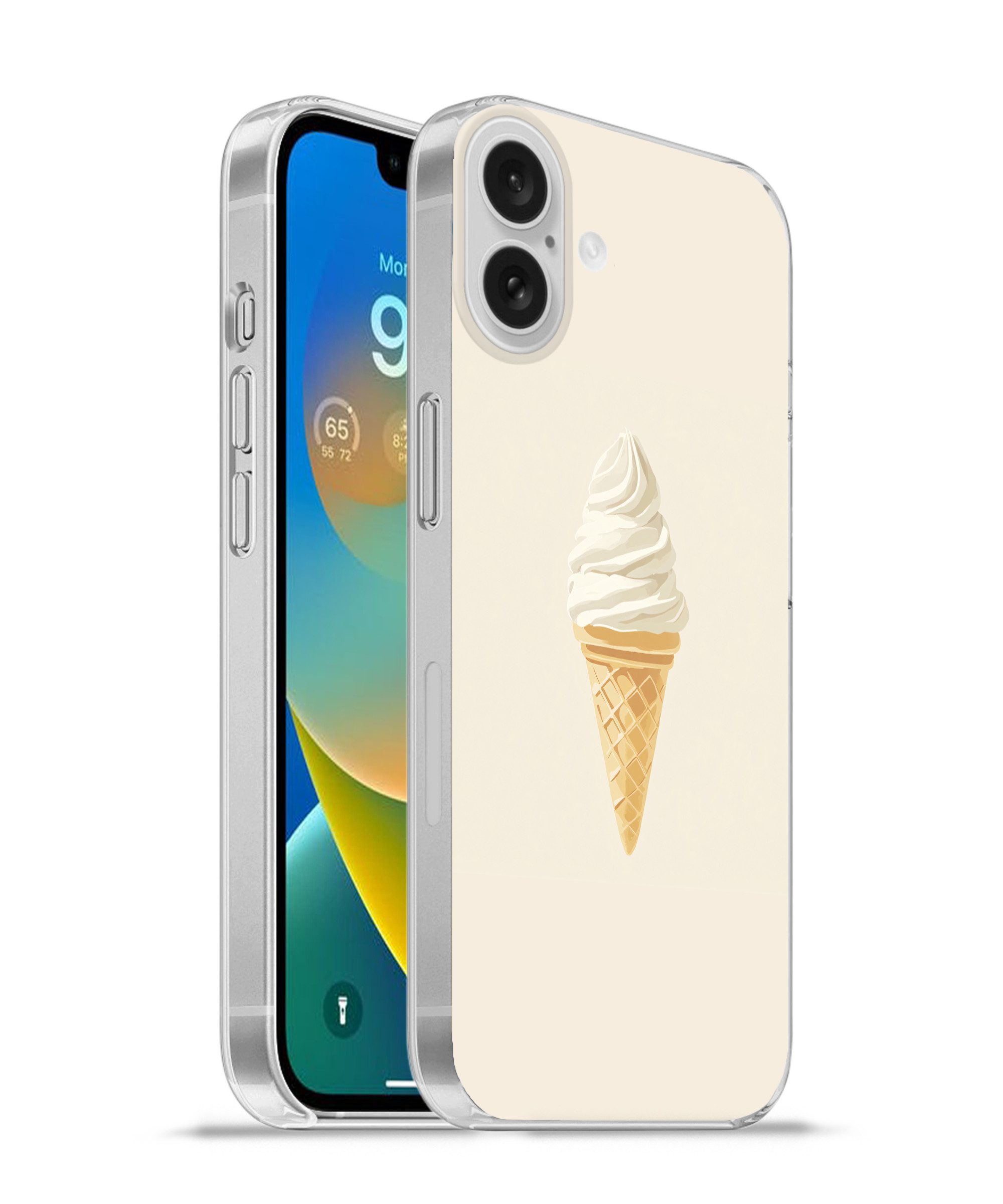MuchoWow Handyhülle für Apple iPhone 16 Plus Eiswaffel - Weiß, Smartphone-Bumper, Print, Handy Schutzhülle Dünn