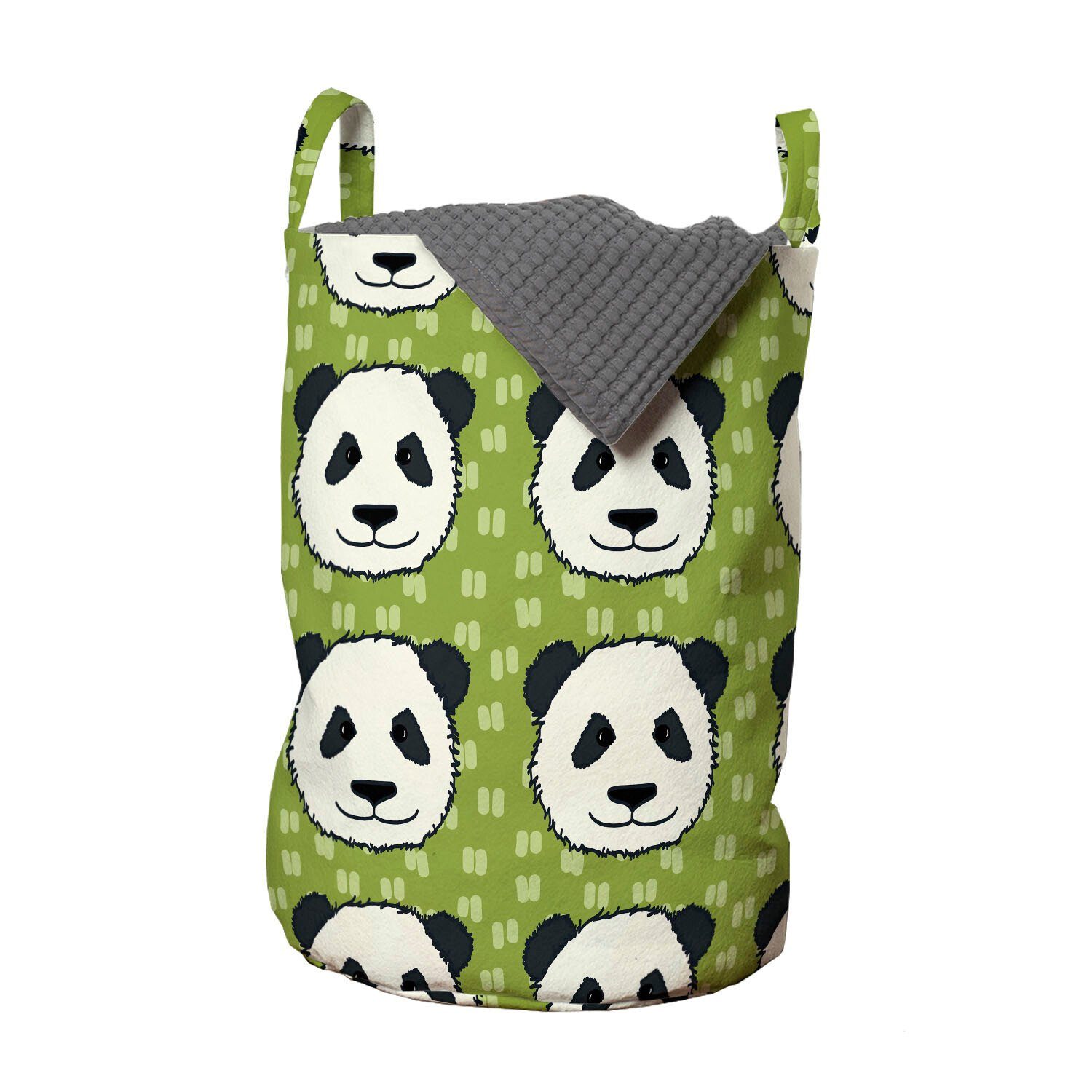 Abakuhaus Wäschesäckchen Wäschekorb mit Griffen Kordelzugverschluss für Waschsalons, Panda Lustige Bärenpelztierköpfe