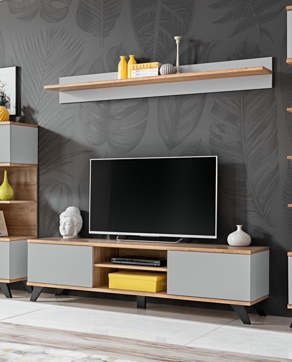 JVmoebel Lowboard Wohnzimmer Luxus Garnitur Modern Möbel Holz Designer (2 St., TV-Ständer/Regal), Made in Europa