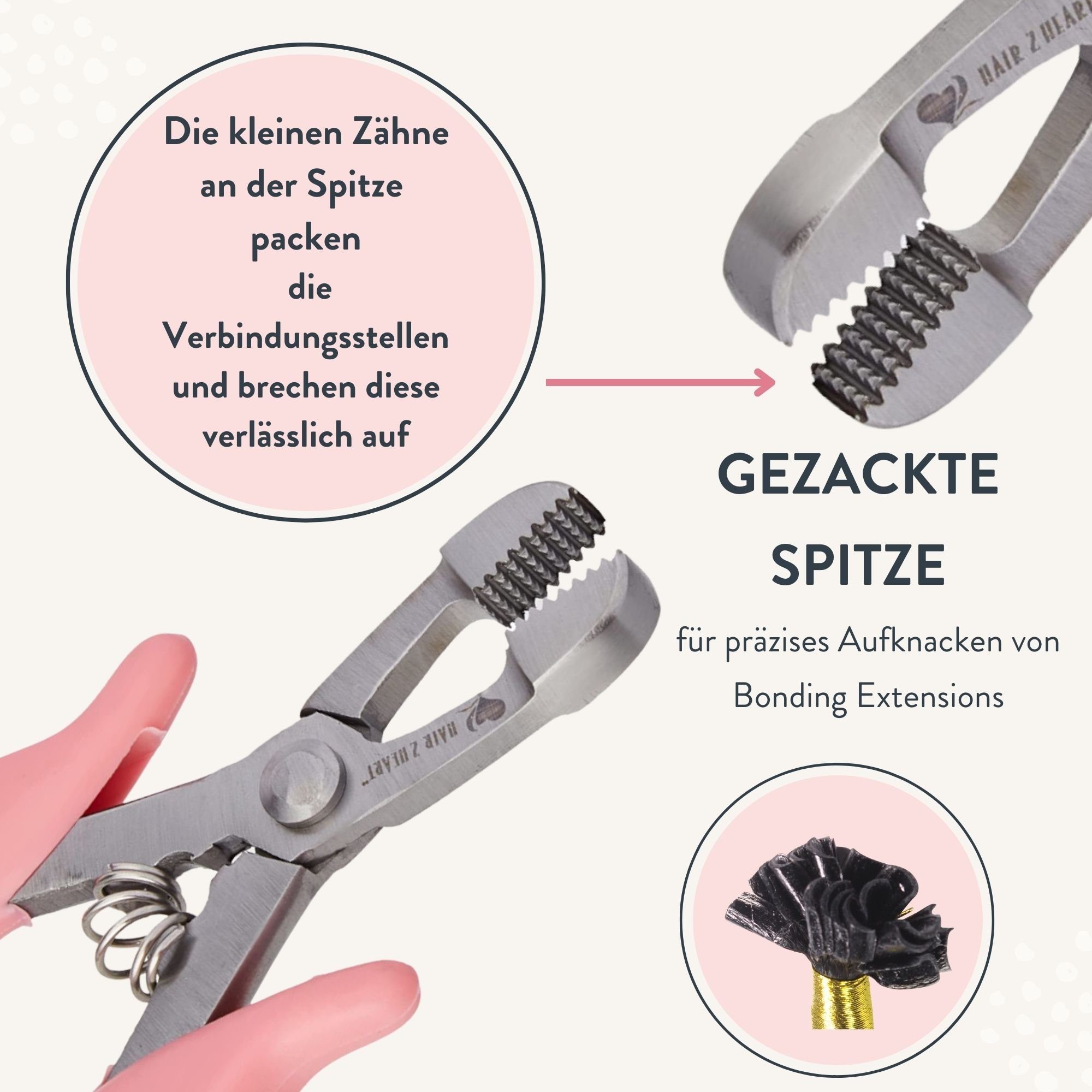 hair2heart Echthaar-Extension Remover Zange zum Entfernen von Bonding Extensions - Hair2Heart