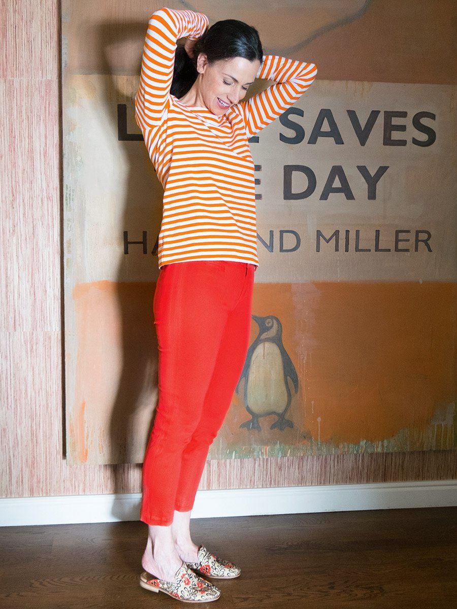 Brigitte von Boch Langarmshirt Portola Langarmshirt orange-weiss