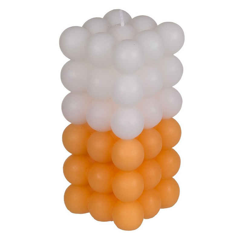 ReWu Formkerze Kerze, Colorful Bubble, ca 6x12cm, 3-farbig sortiert Orange/weiß