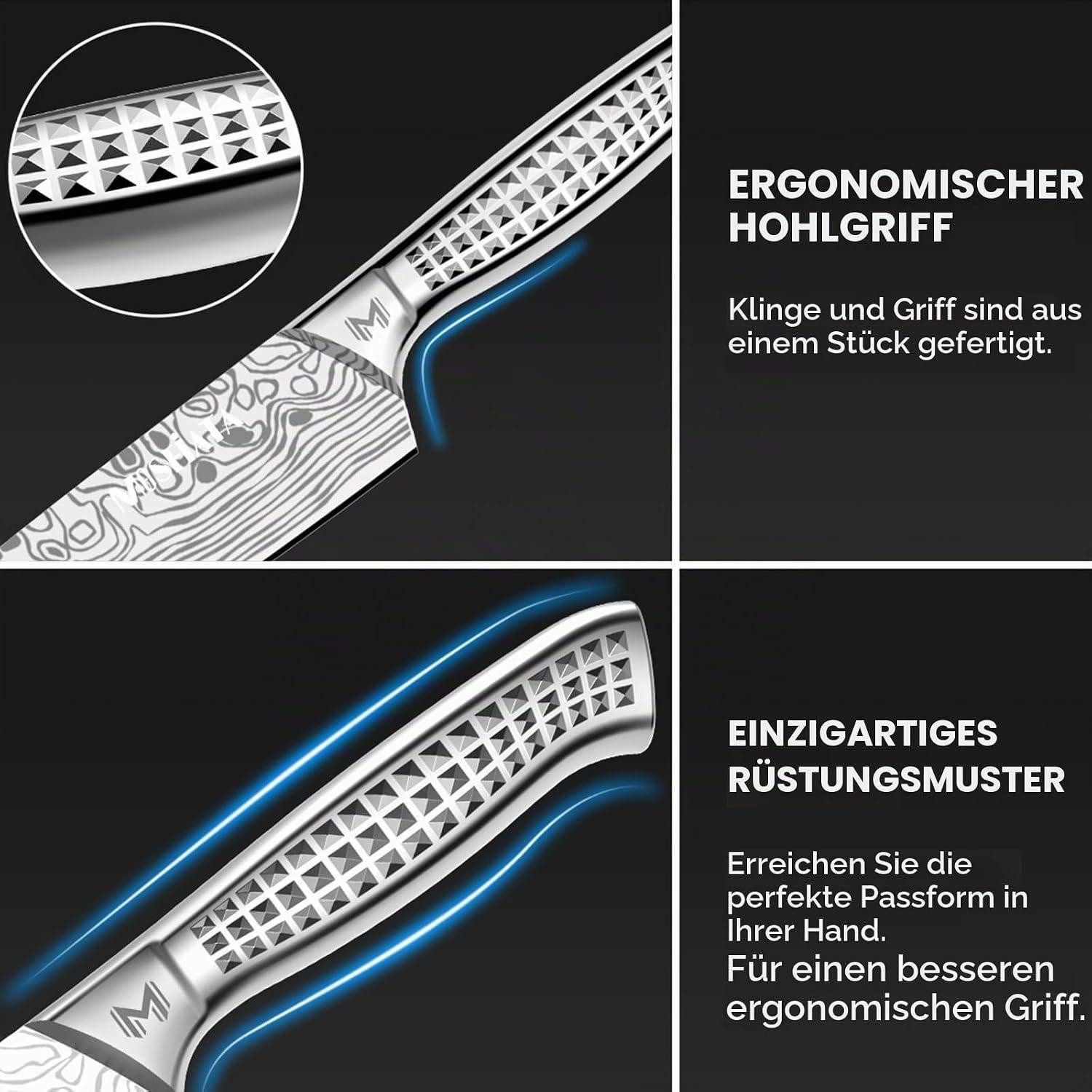 LuxusKollektion Messer-Set Küchenmesser-Set 10-teilig mit Tasche & Wetzstahl – Bild 4 von 5