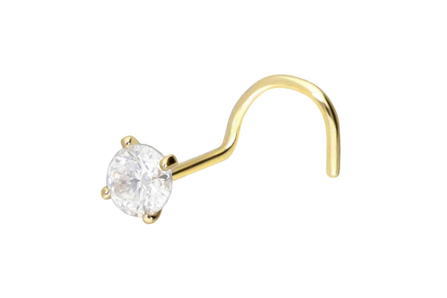 PIERCINGLINE Nasenpiercing 14/18 Karat Gold Nasenstecker Spirale EINGEFASST günstig online kaufen